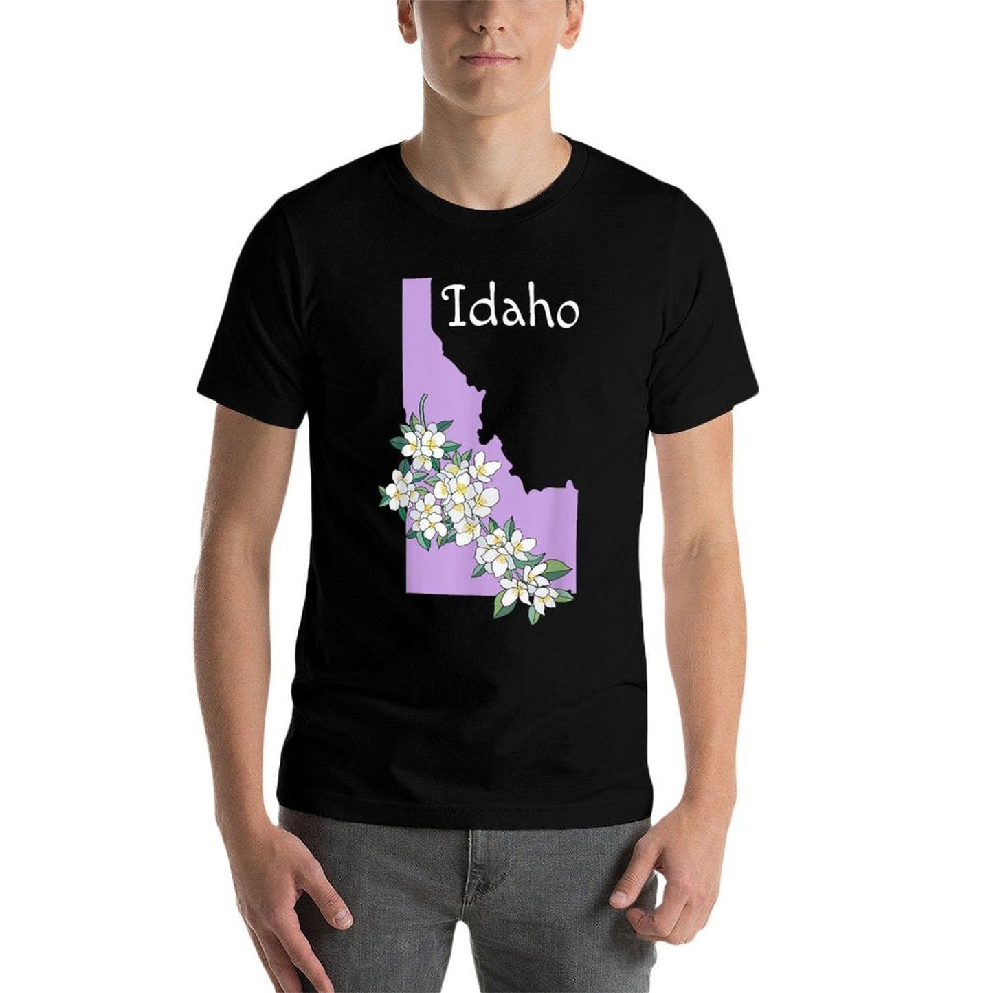 State of Idaho Syringa Flower Polyester Blend T-Shirt