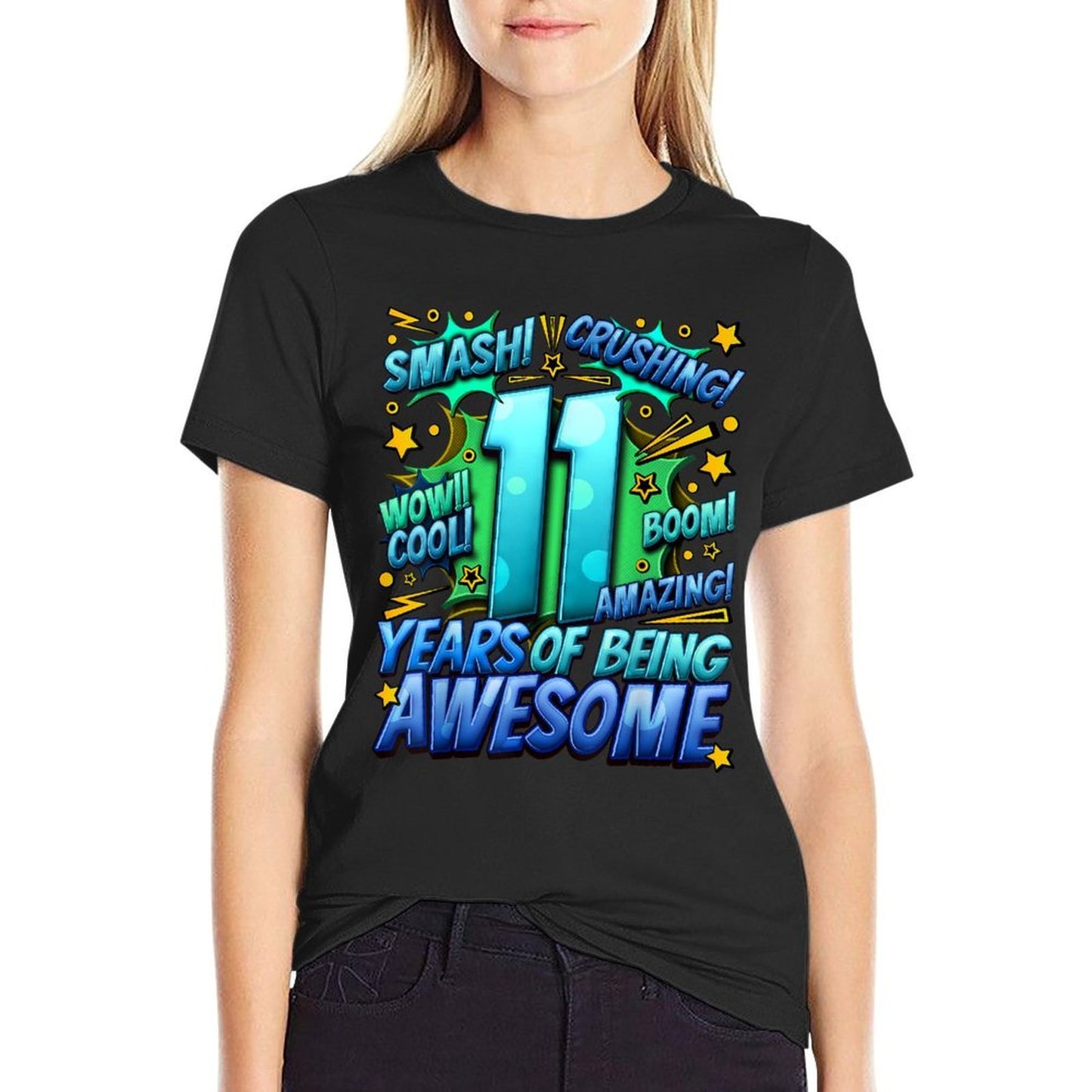 11th Birthday Comic Style Awesome Since 2012 11 Year Old Boy Rolled Sleeves T-Shirt