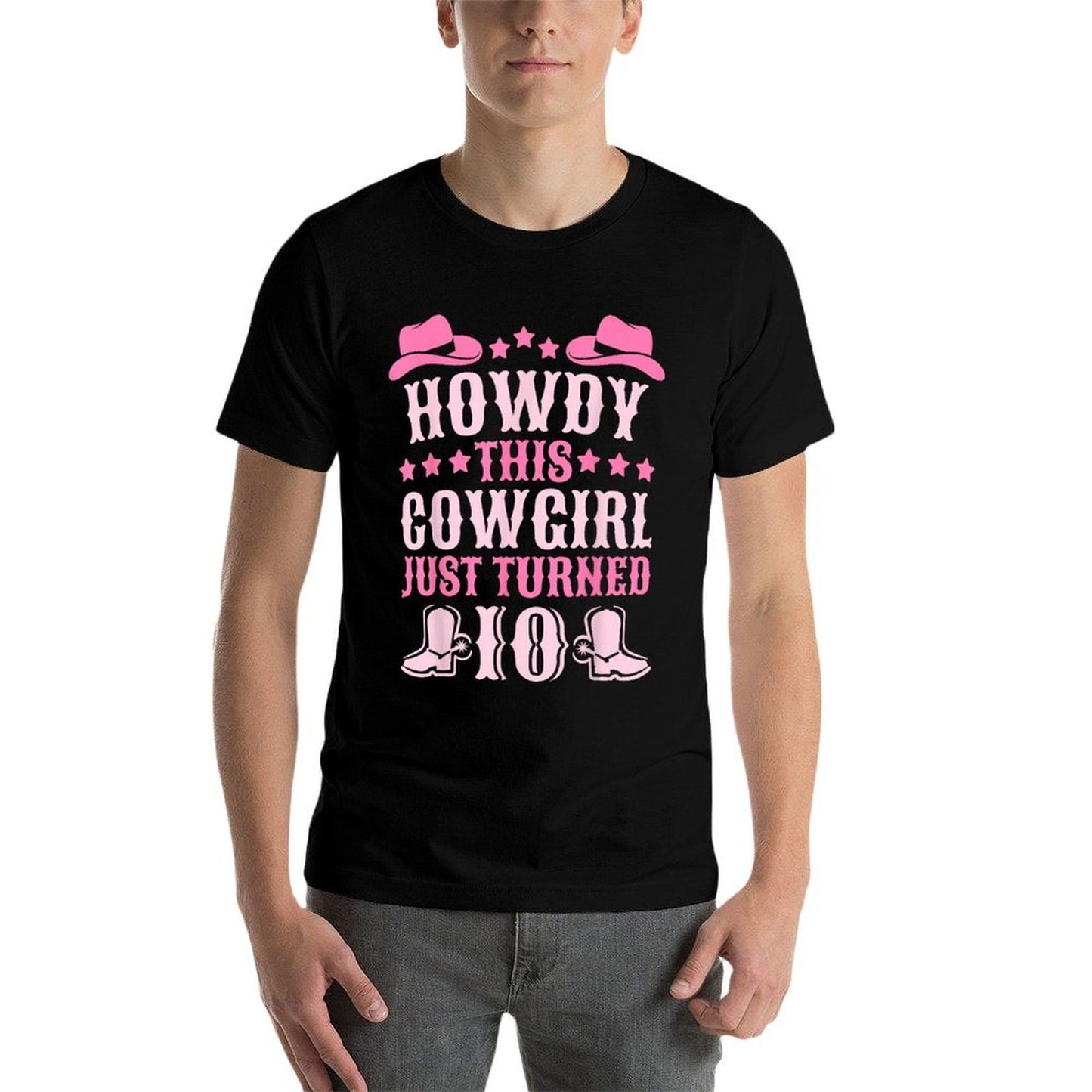 10yr Birthday Cowgirl Western 10 Year Old Girl 10th Birthday Durable T-Shirt