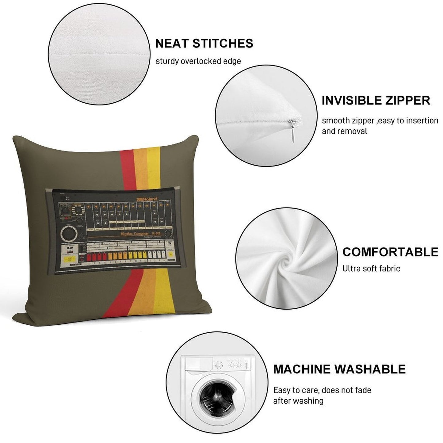 TR-808 Soft Anti-Pilling Throw Pillow