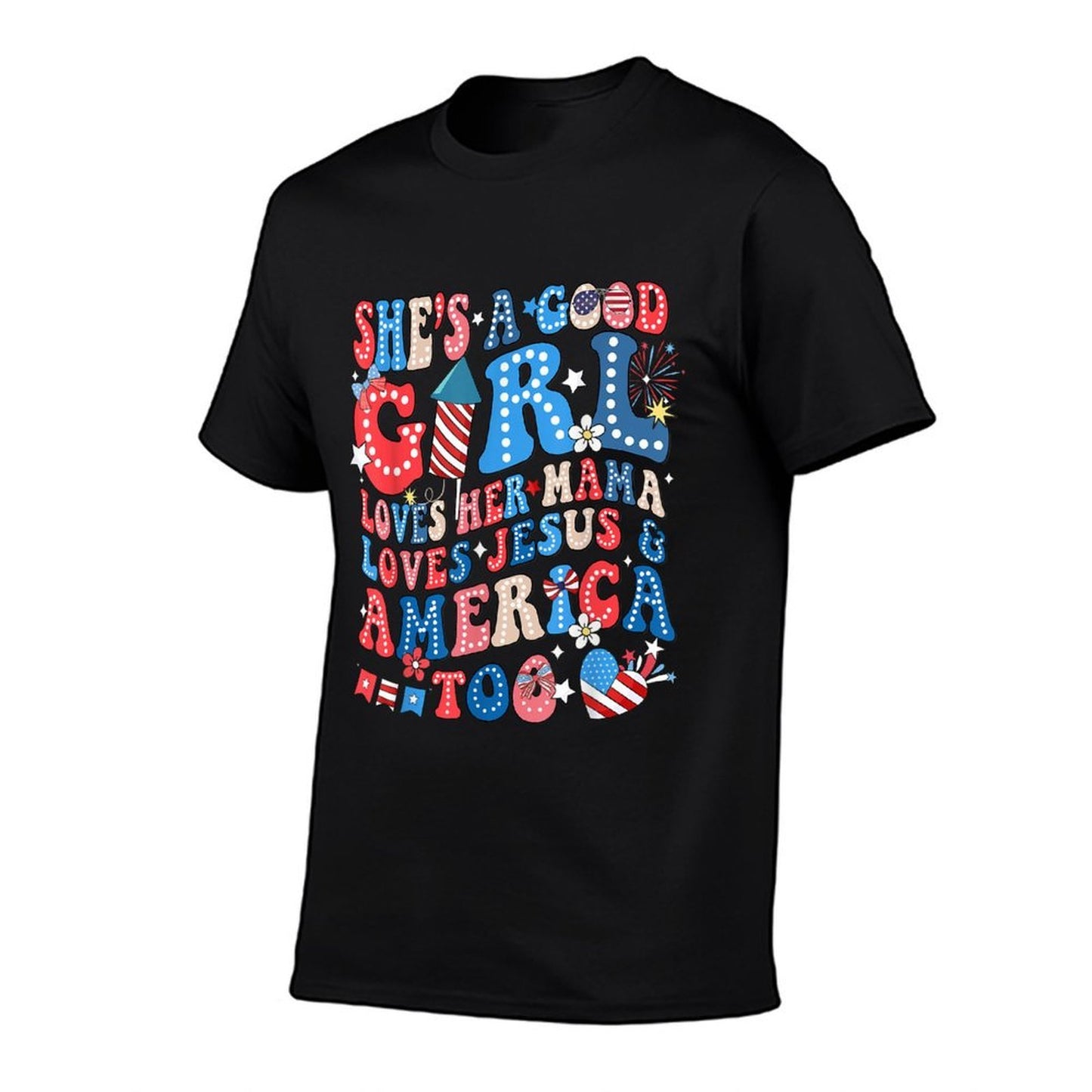 Shes A Good Girl Loves Her Mama Jesus America Too Groovy Soft T-Shirt