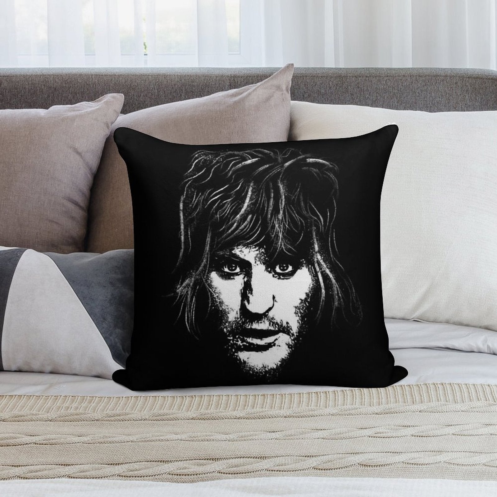 Portrait of Noel Fielding Soft Bedroom Essential Throw Pillow