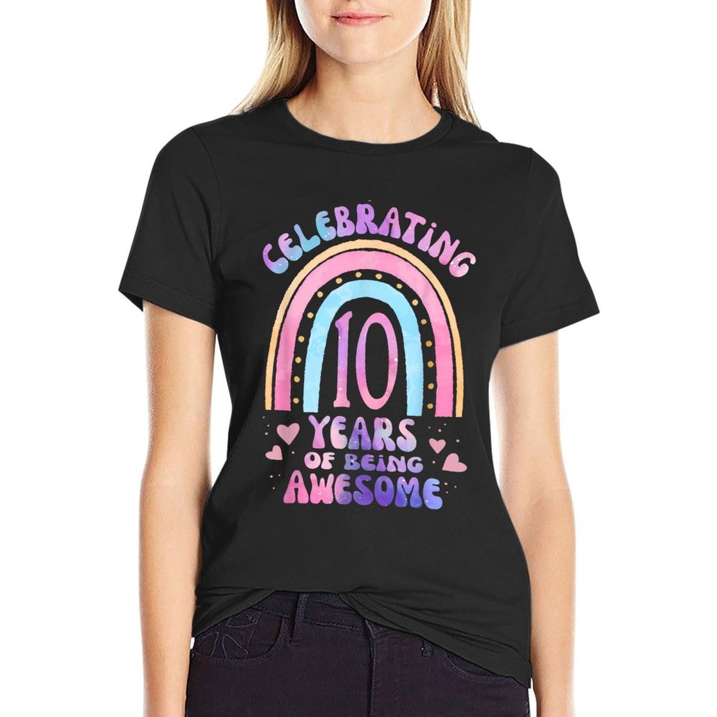 10th Birthday Girl Tie Dye 10 Years Of Being Awesome Bday Affordable Price T-Shirt