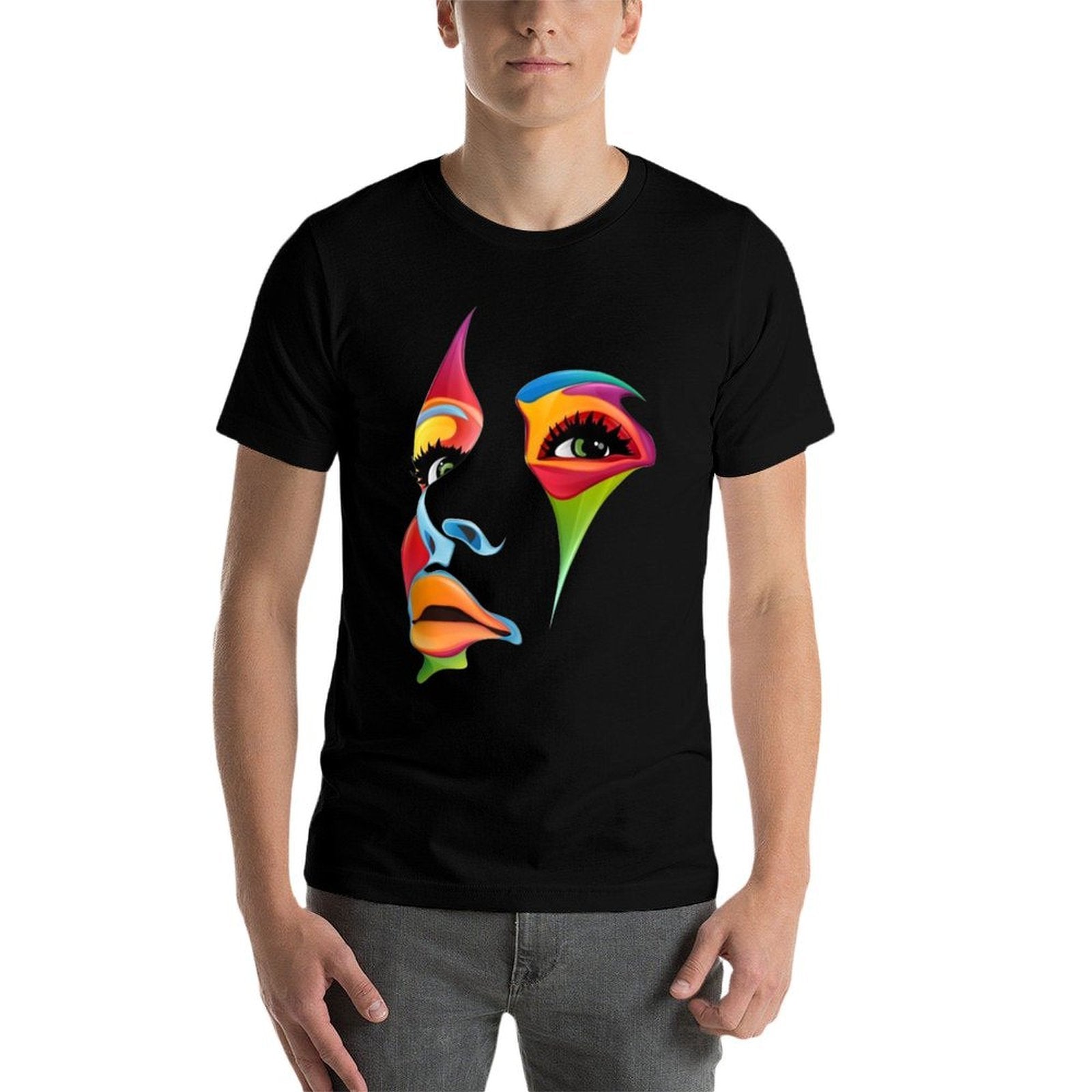 Abstract Colorful Woman Art Face Comfortable T-Shirt