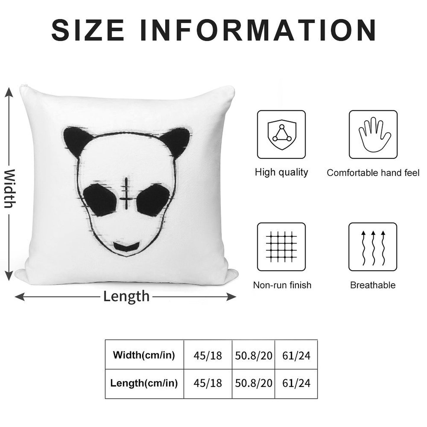 Cro Rapper Mask, Glitch Effect, Blackwhite, Transparent Soft Luxury Feel Throw Pillow