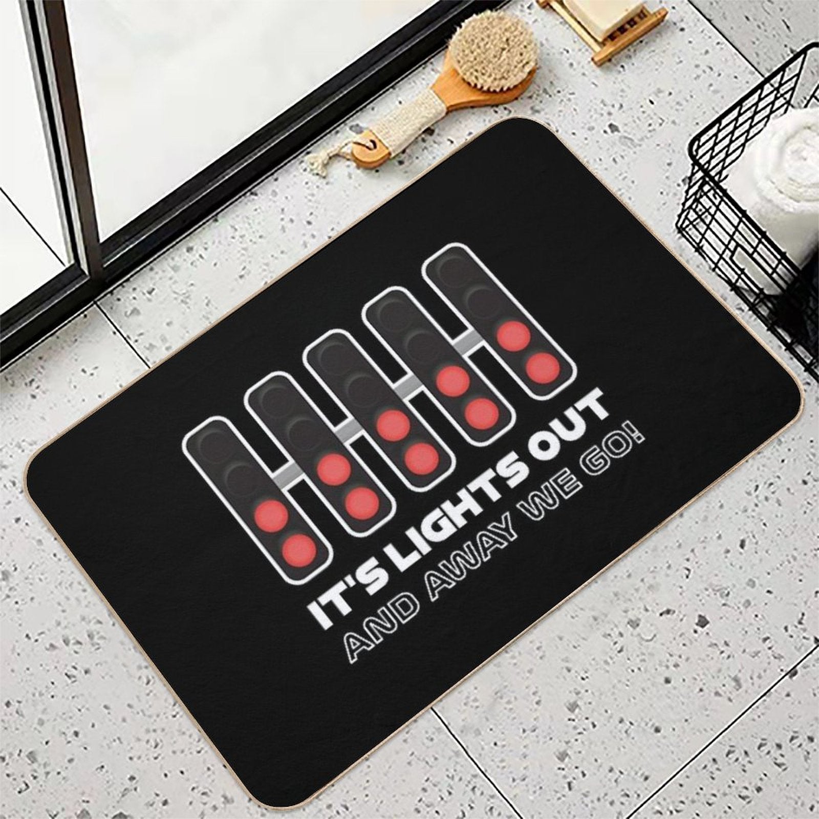 It's Lights Out And Away We Go! - Classy Version  Anti-Trip Bath Mat