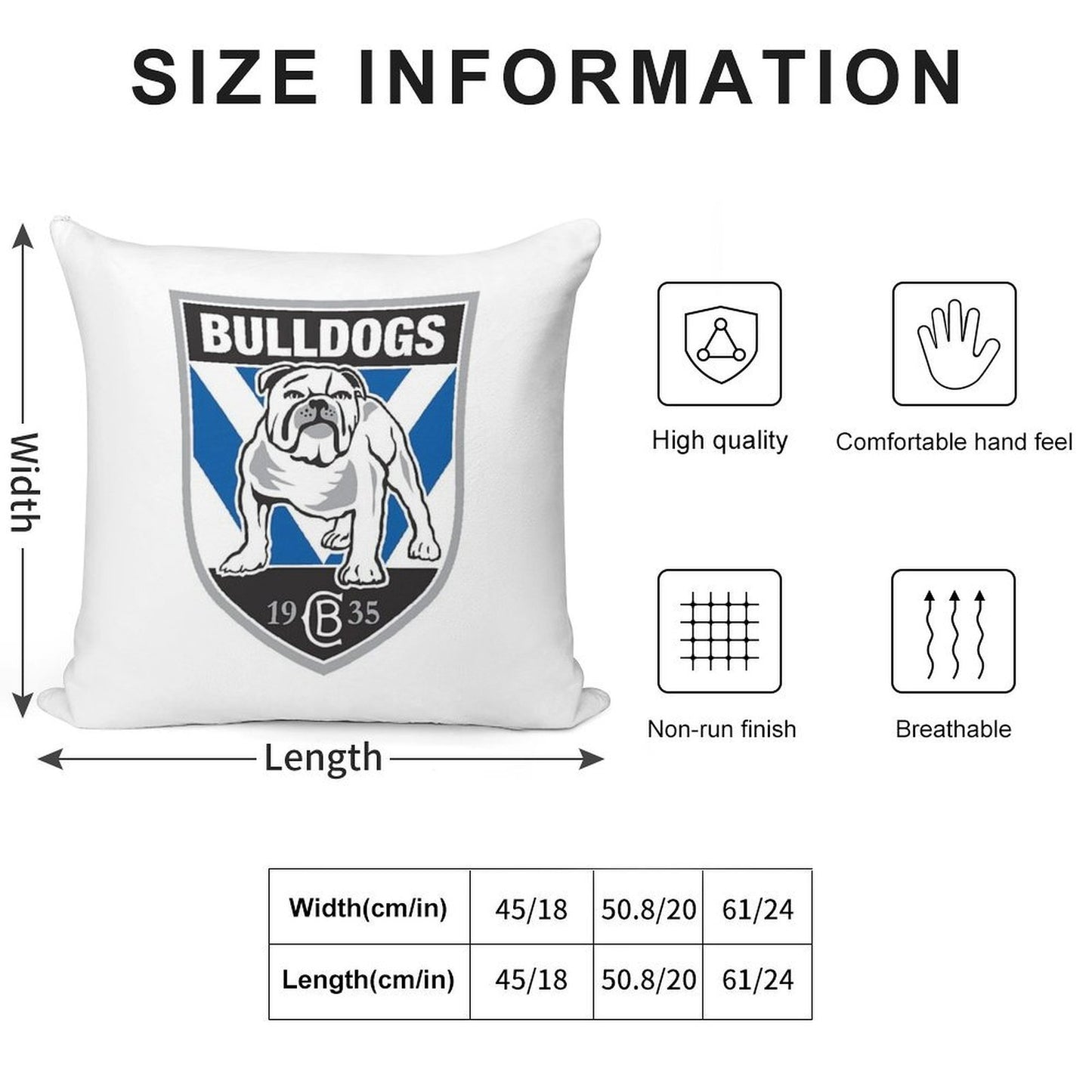 Rugby Bulldogs Canterbury Soft Reinforced Edging Throw Pillow