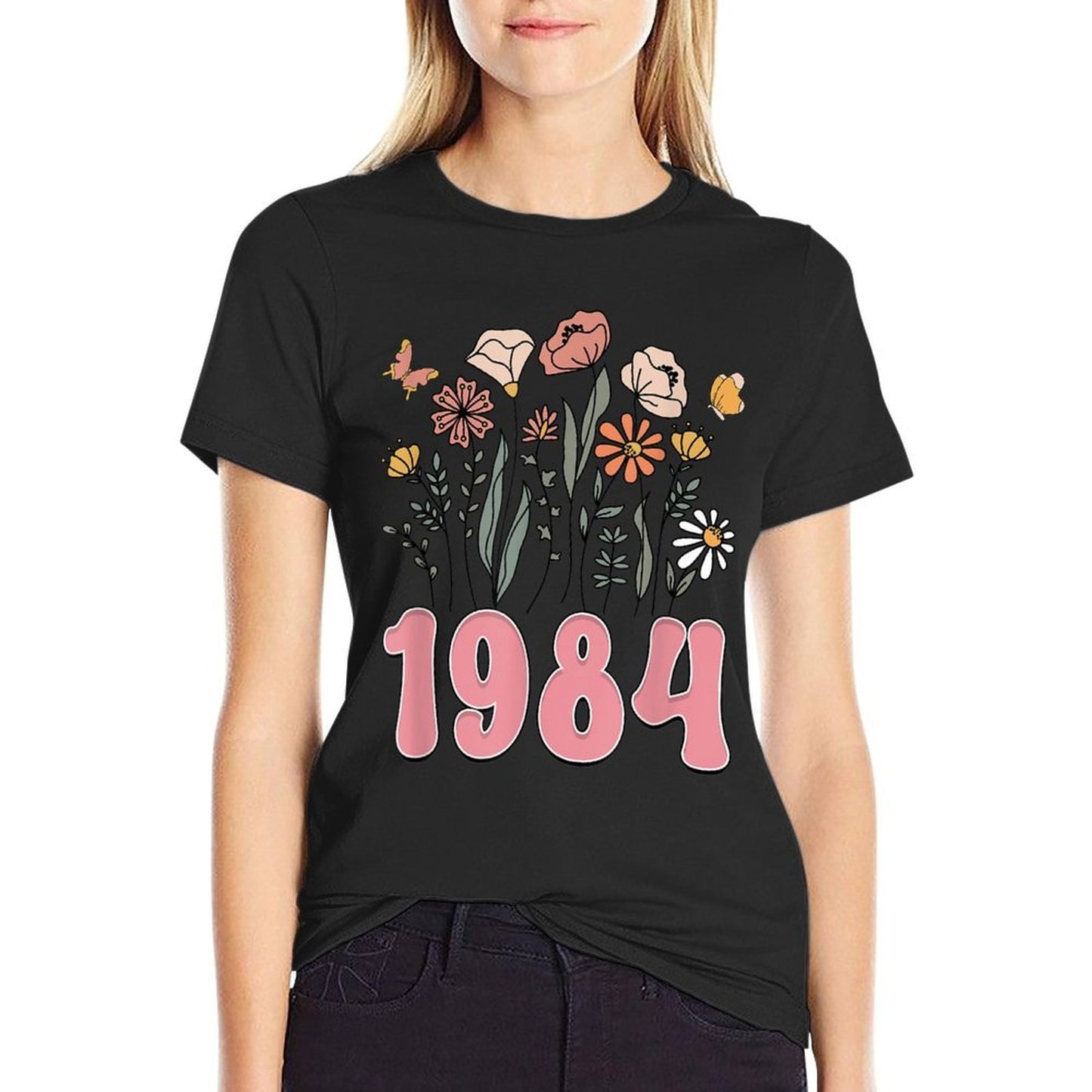 40 Year Old Born In 1984 Floral Flower 40th Birthday Women Relaxed-fit T-Shirt