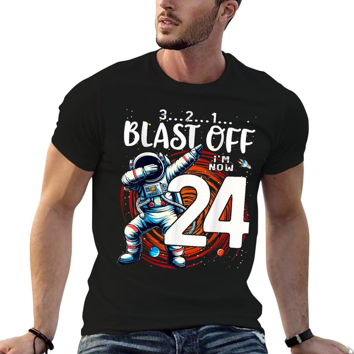 24 Birthday Astronaut Astronomy 24th Year Old Birthday Stretchy T-Shirt