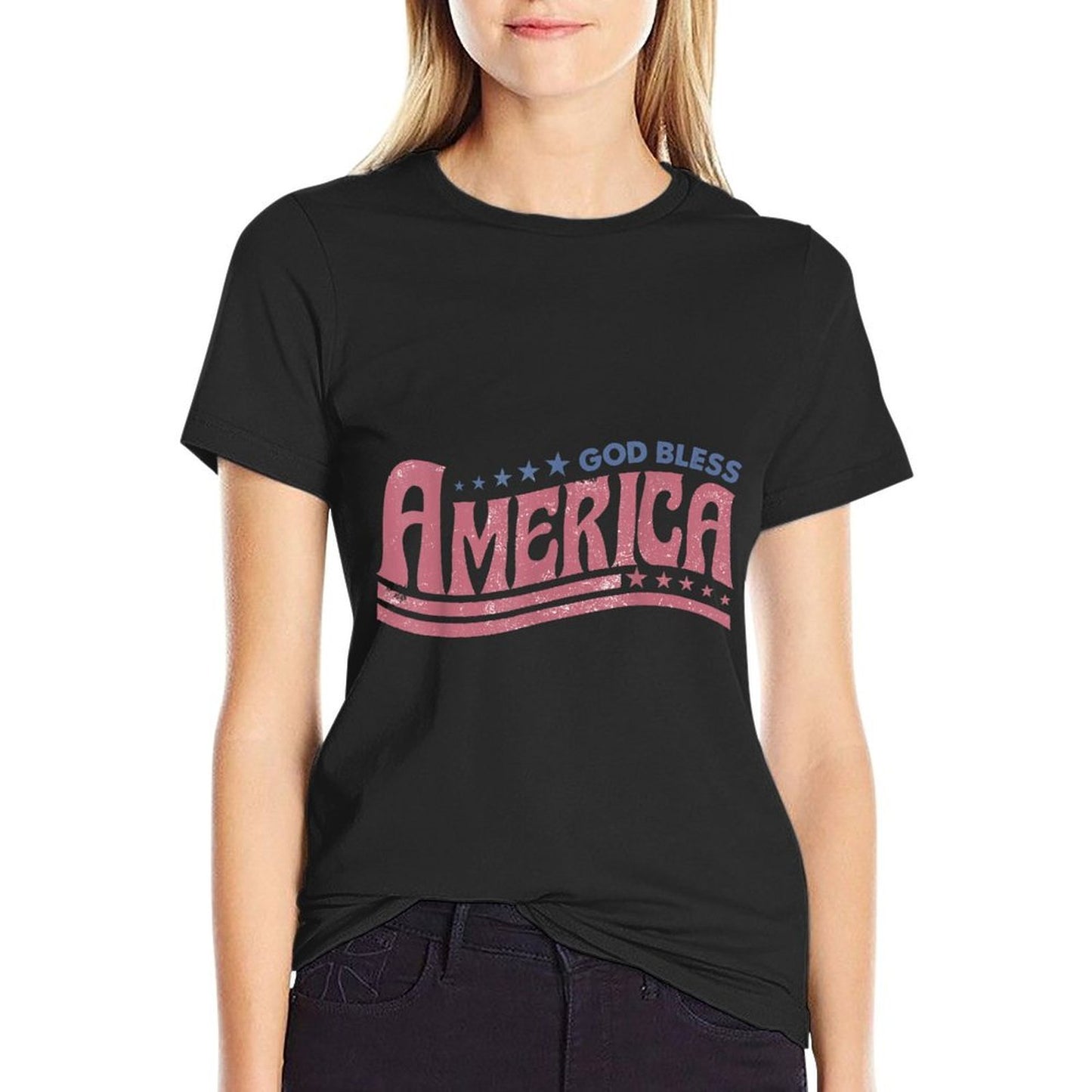 Retro Funny 4th Of July God Bless America Independence Day  Versatile T-Shirt
