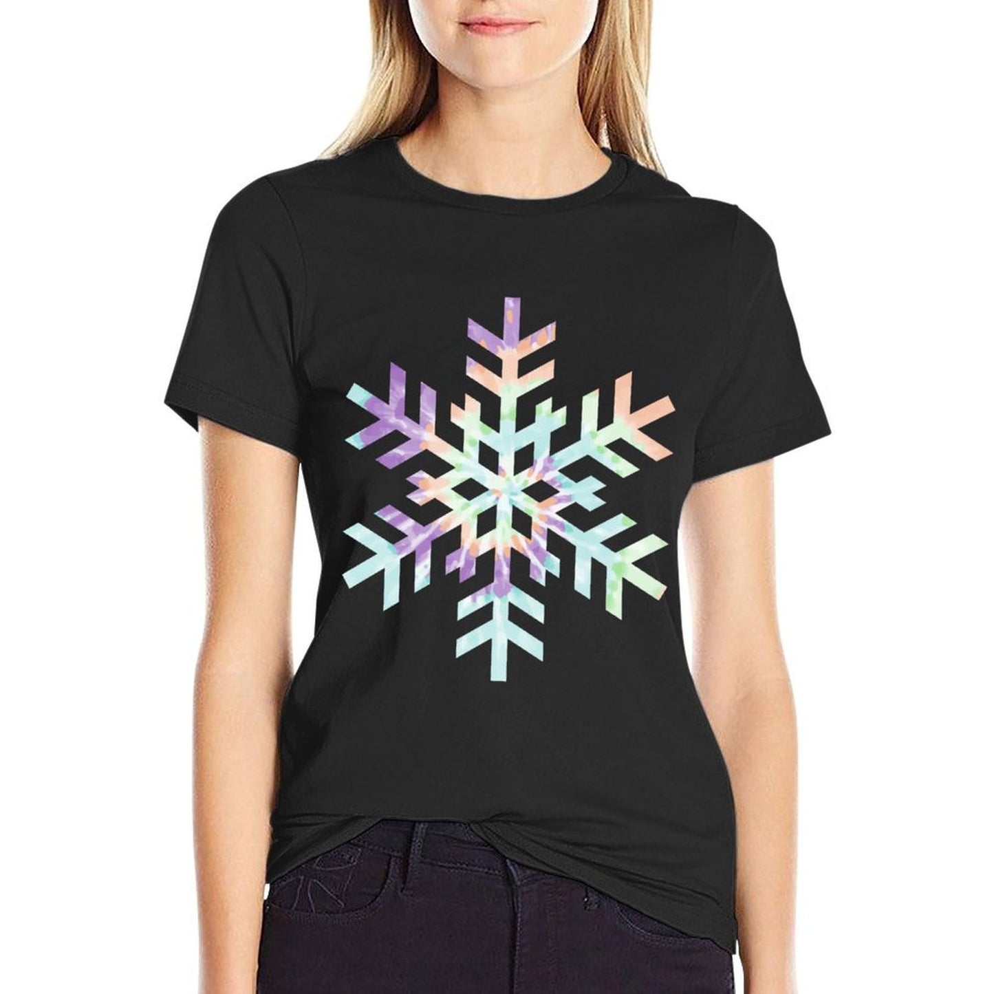 Tie Dye Snowflake Winter Christmas Comfortable T-Shirt