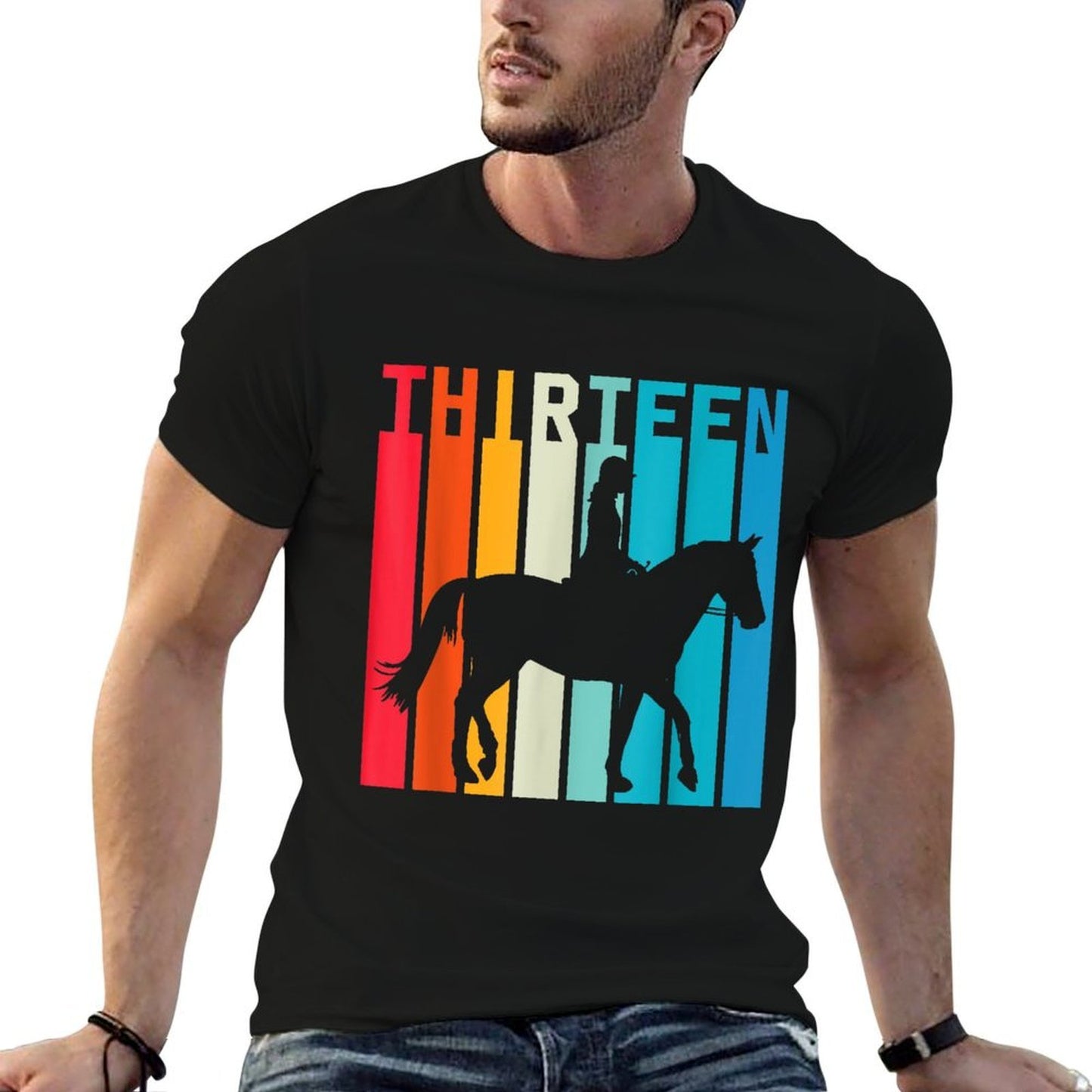13 Year Old Retro Birthday Horse 13th Birthday Durable T-Shirt