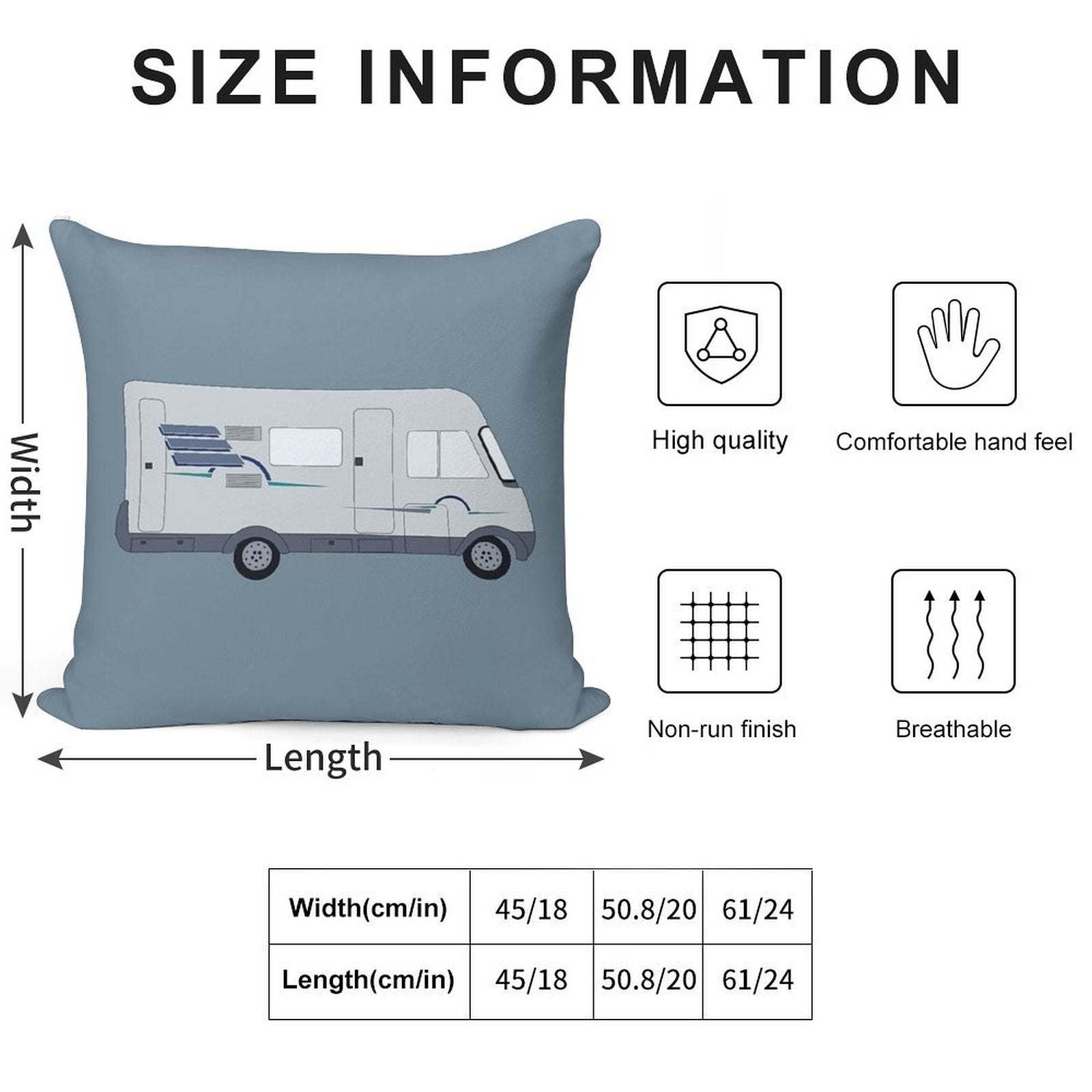 Hymer Motorhome Cartoon Graphic Soft Short Plush Fabric Throw Pillow