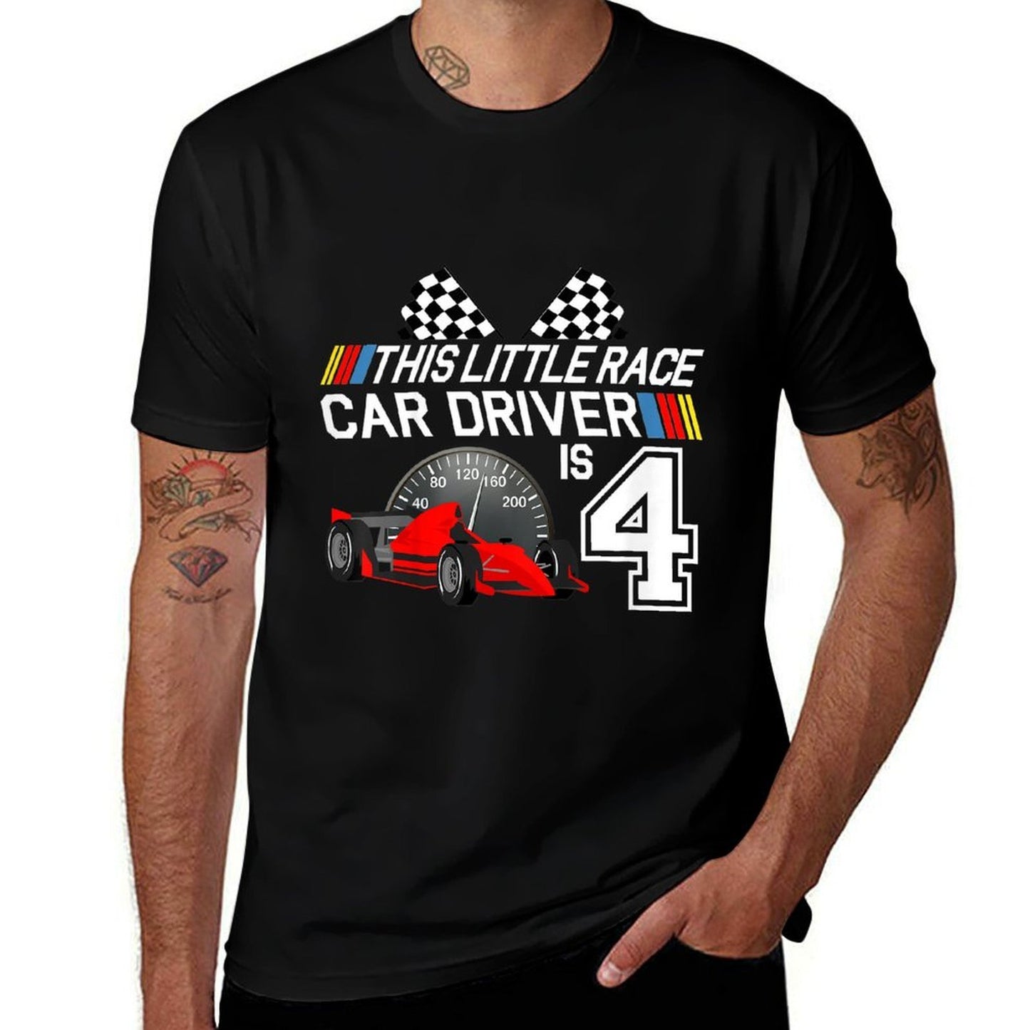 4 Year Old Race Car Birthday 4th Racing Party Gift Durable T-Shirt