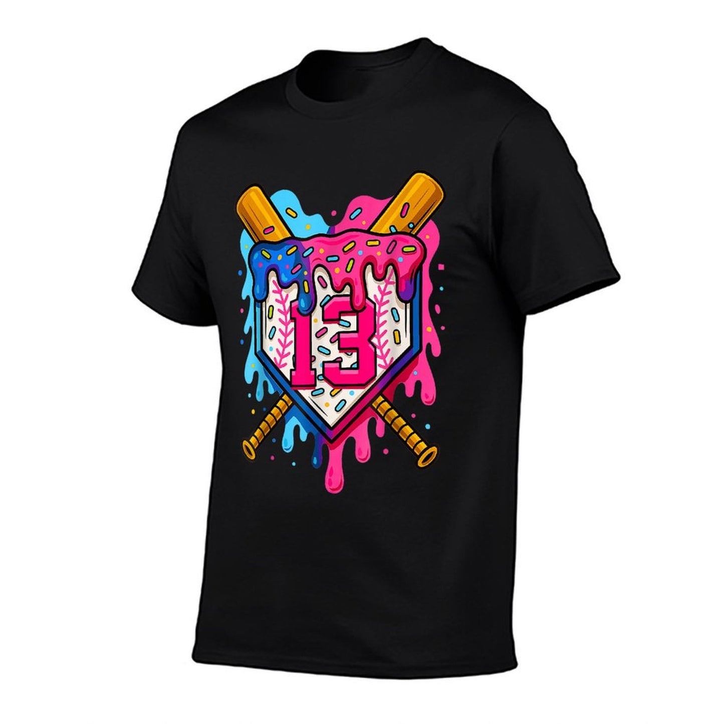 13th Baseball Birthday Ice Cream Drip Boys Girls 13 Years Vintage-inspired T-Shirt