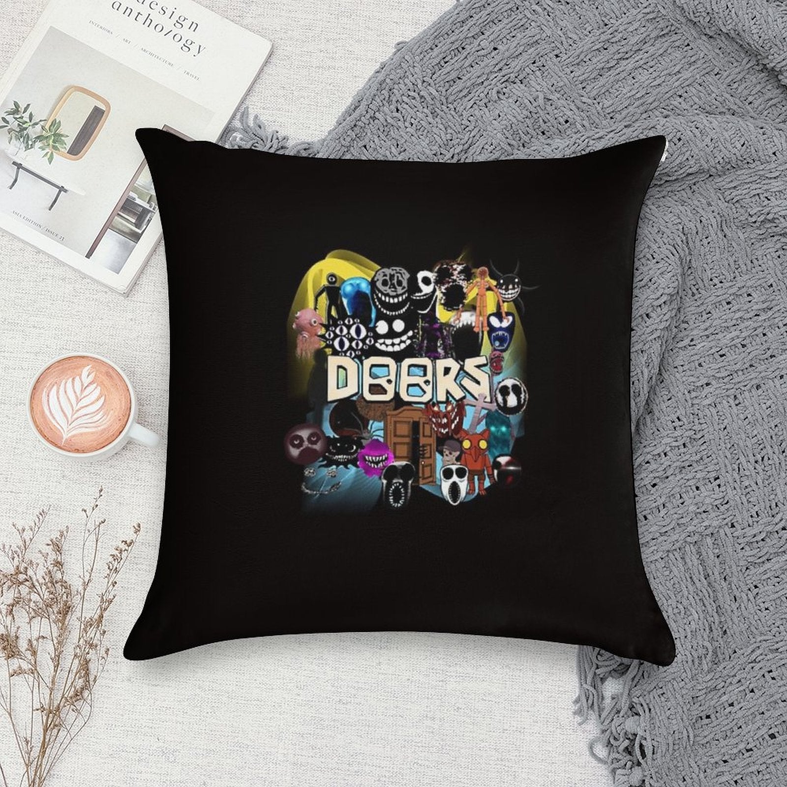 Doors All The Entities New Doors Game Update Soft Home Decor Throw Pillow