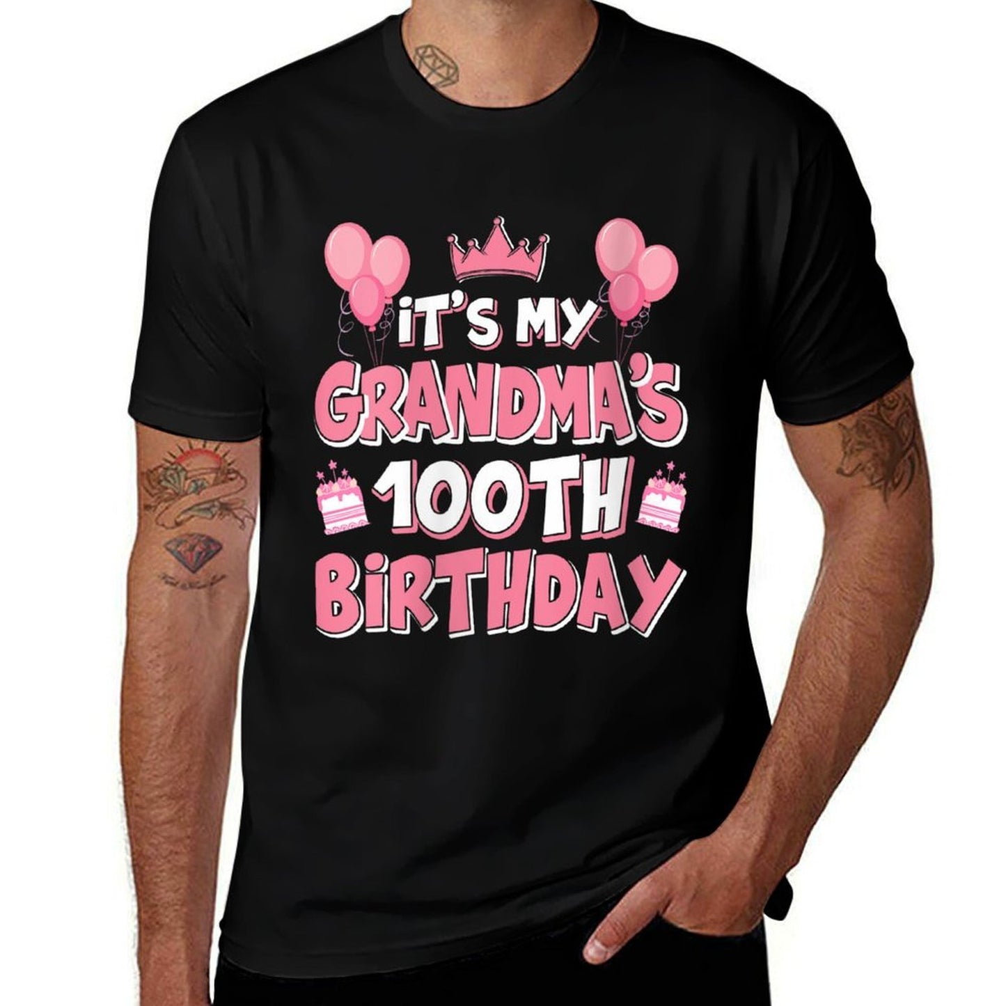 Womens Balloons It's My Grandma's 100th Birthday 1925 100 Years Old High-quality Stitching T-Shirt