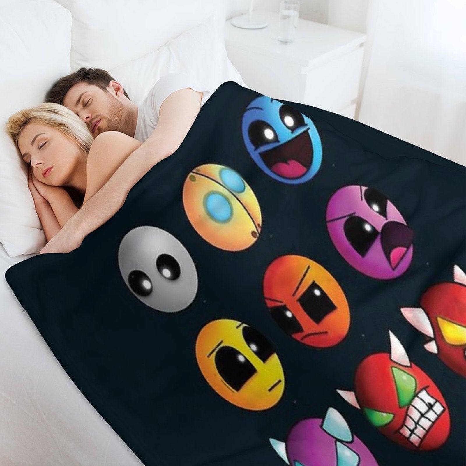 Geometry Dash Difficulty Demon Faces Lightweight Throw Blanket