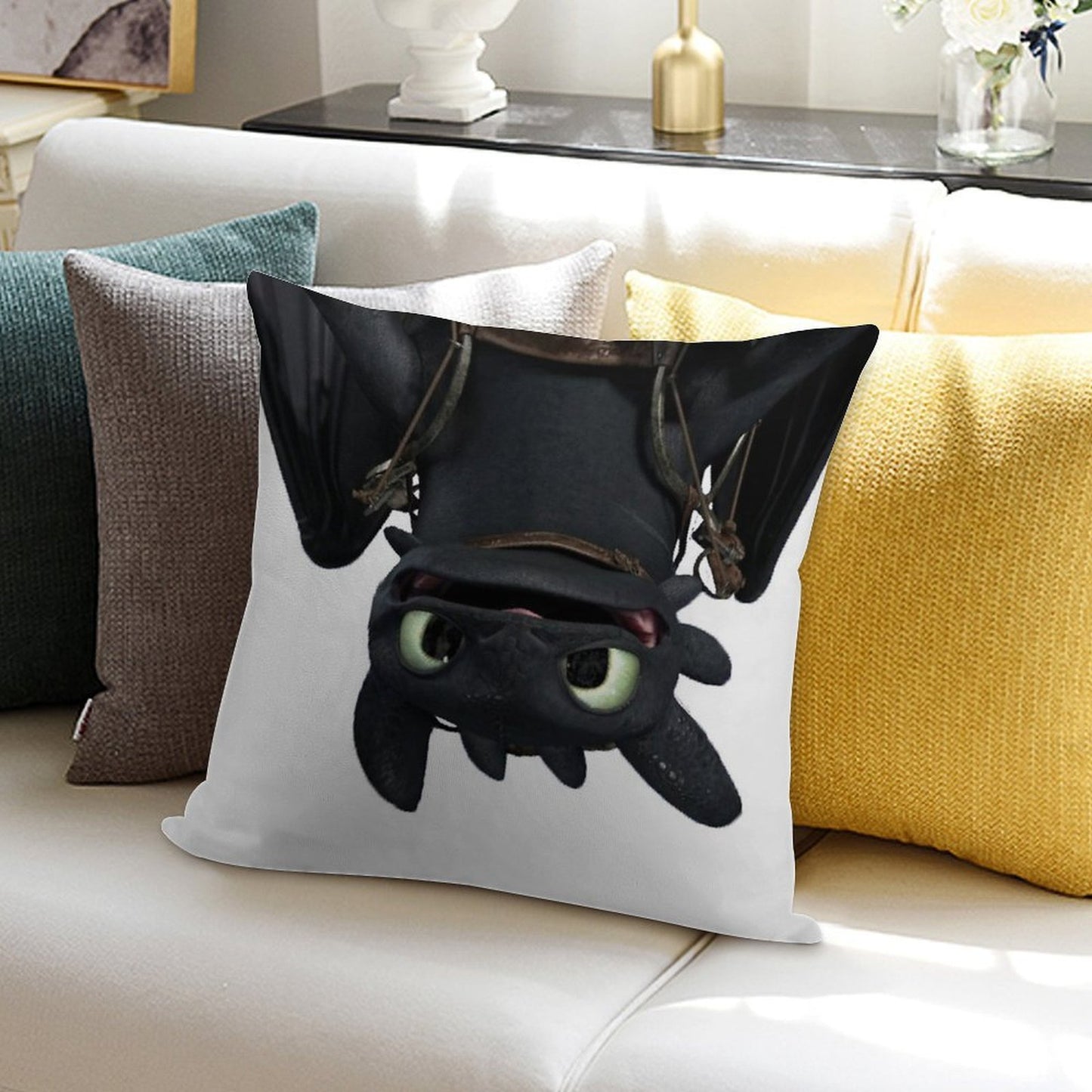 Toothless Soft Hidden Zipper Throw Pillow
