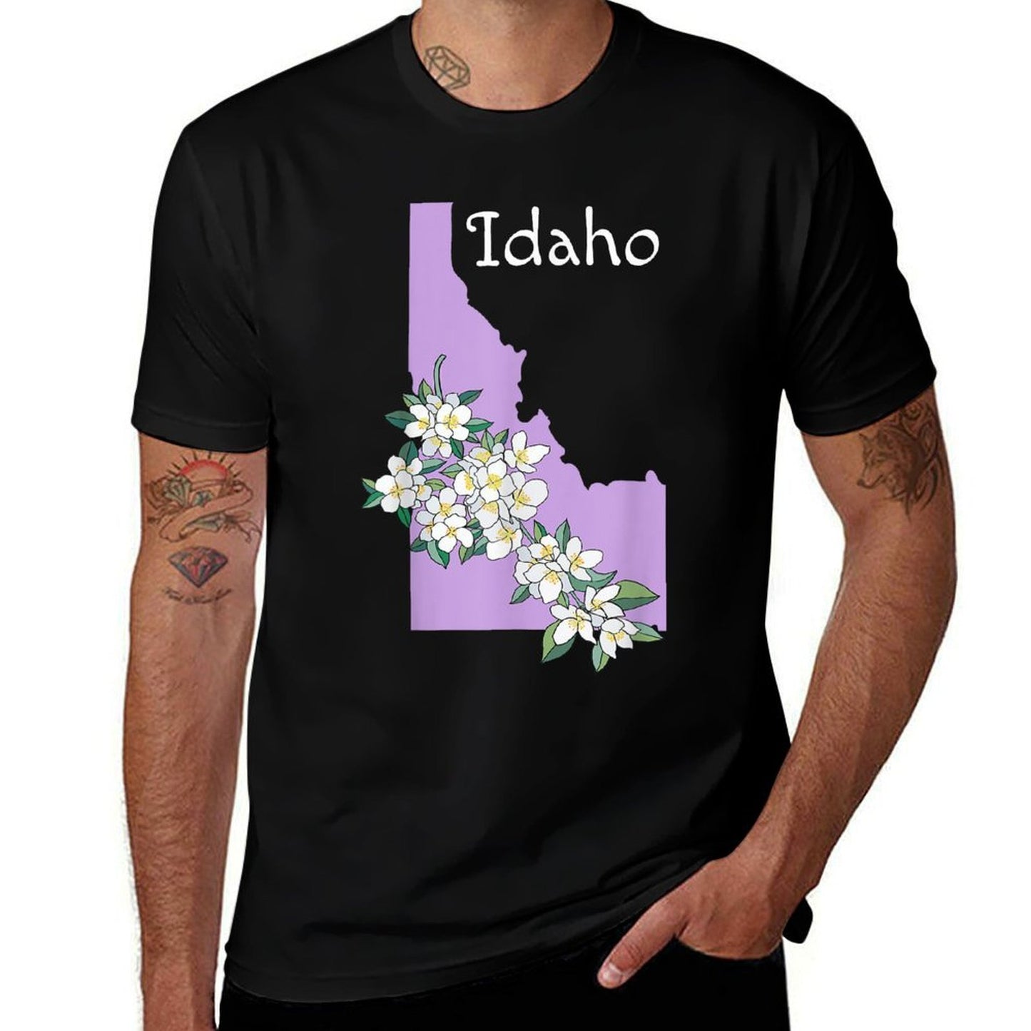 State of Idaho Syringa Flower Polyester Blend T-Shirt