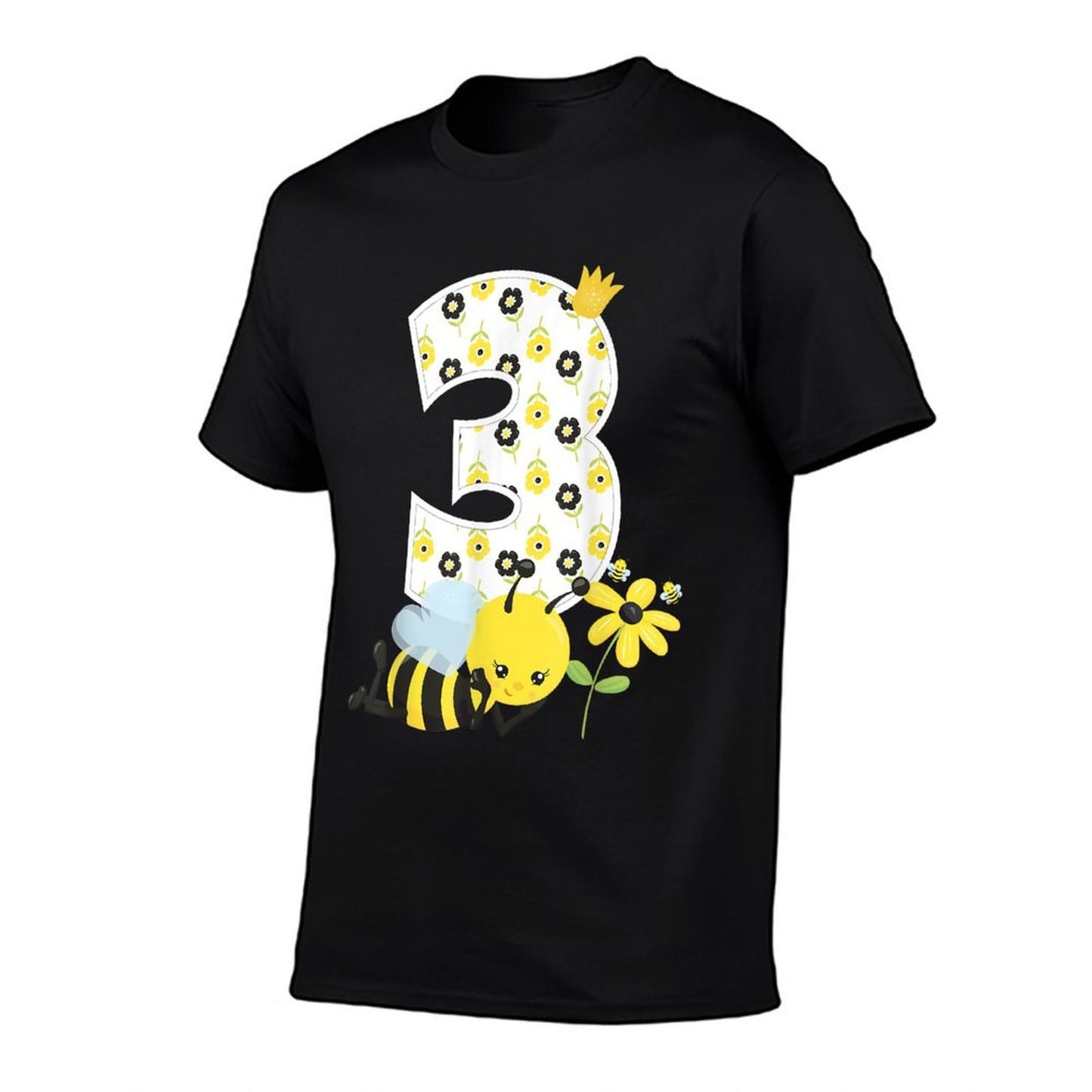 3rd Birthday Girl Bee Theme Bday 3 Year Old Matching Part Heathered Texture T-Shirt