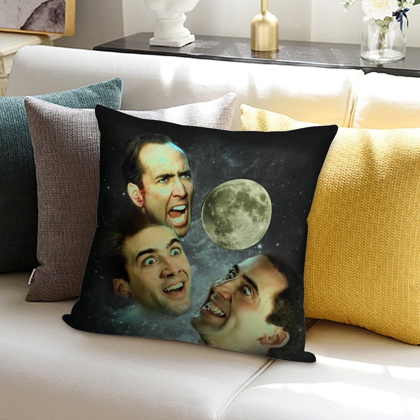 Three Cage Moon Soft Easy Maintenance Throw Pillow