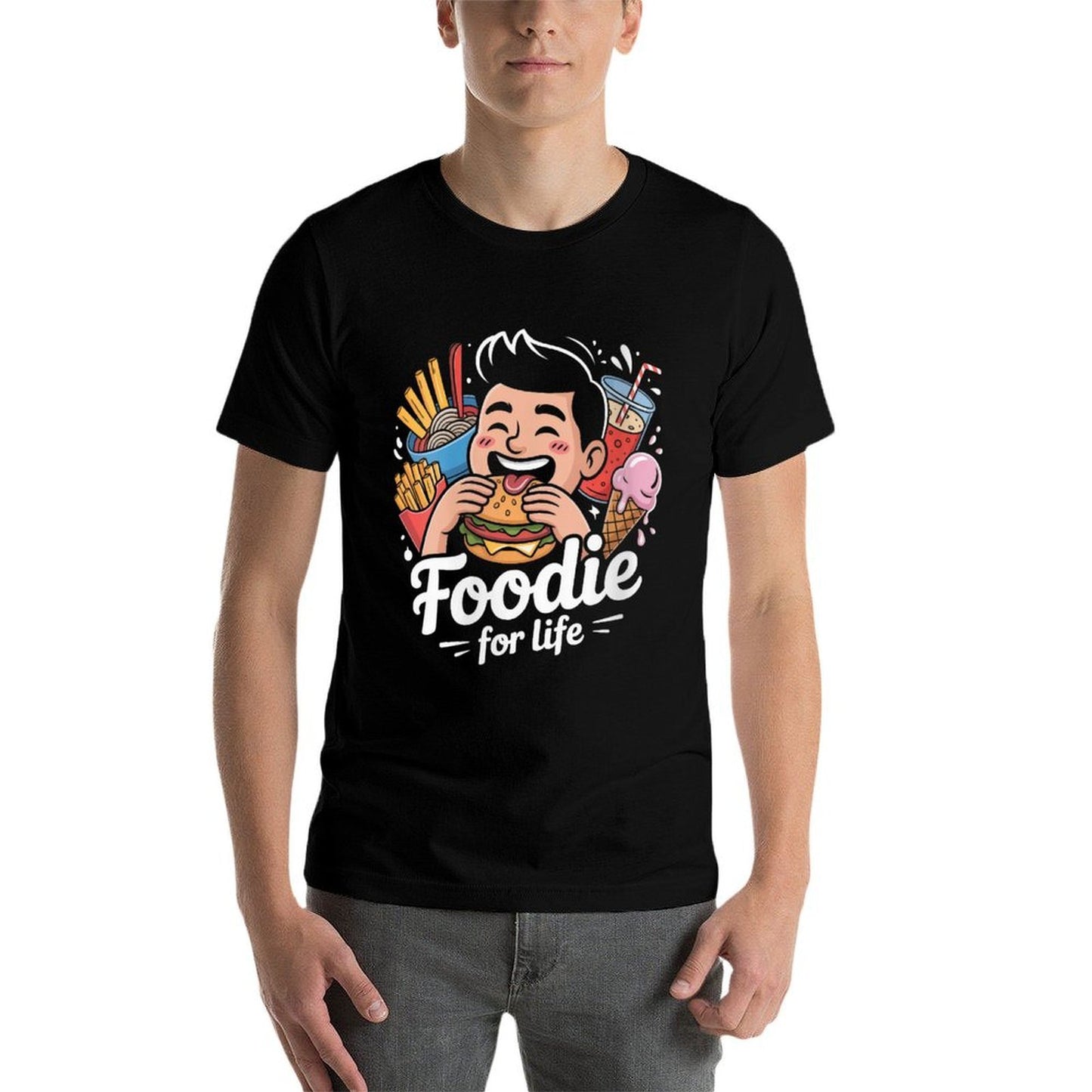 Womens Foodie for Life Funny Cartoon Snack Lover Vintage-inspired T-Shirt