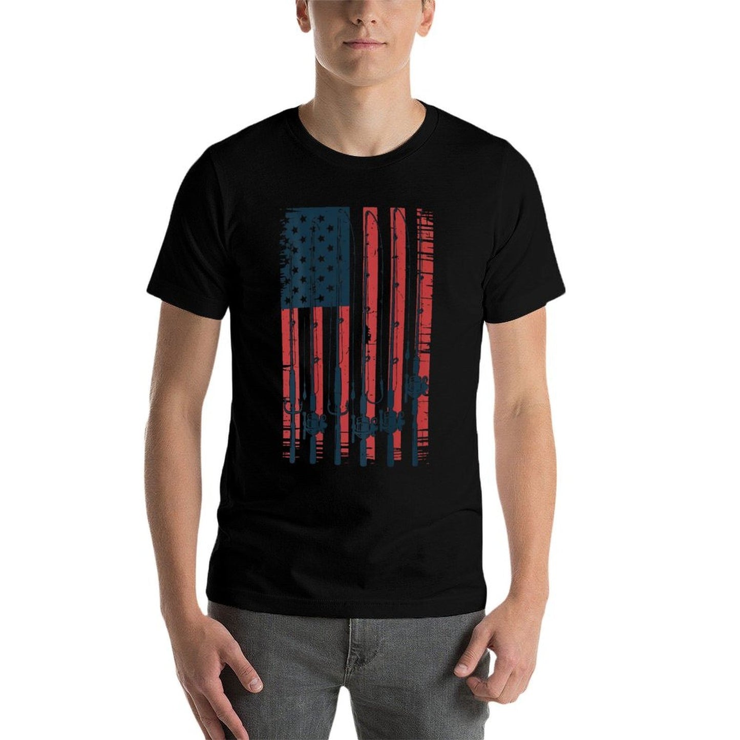 Youth Boy 4th July American Fishing Pole On-Back Mens Classic T-Shirt