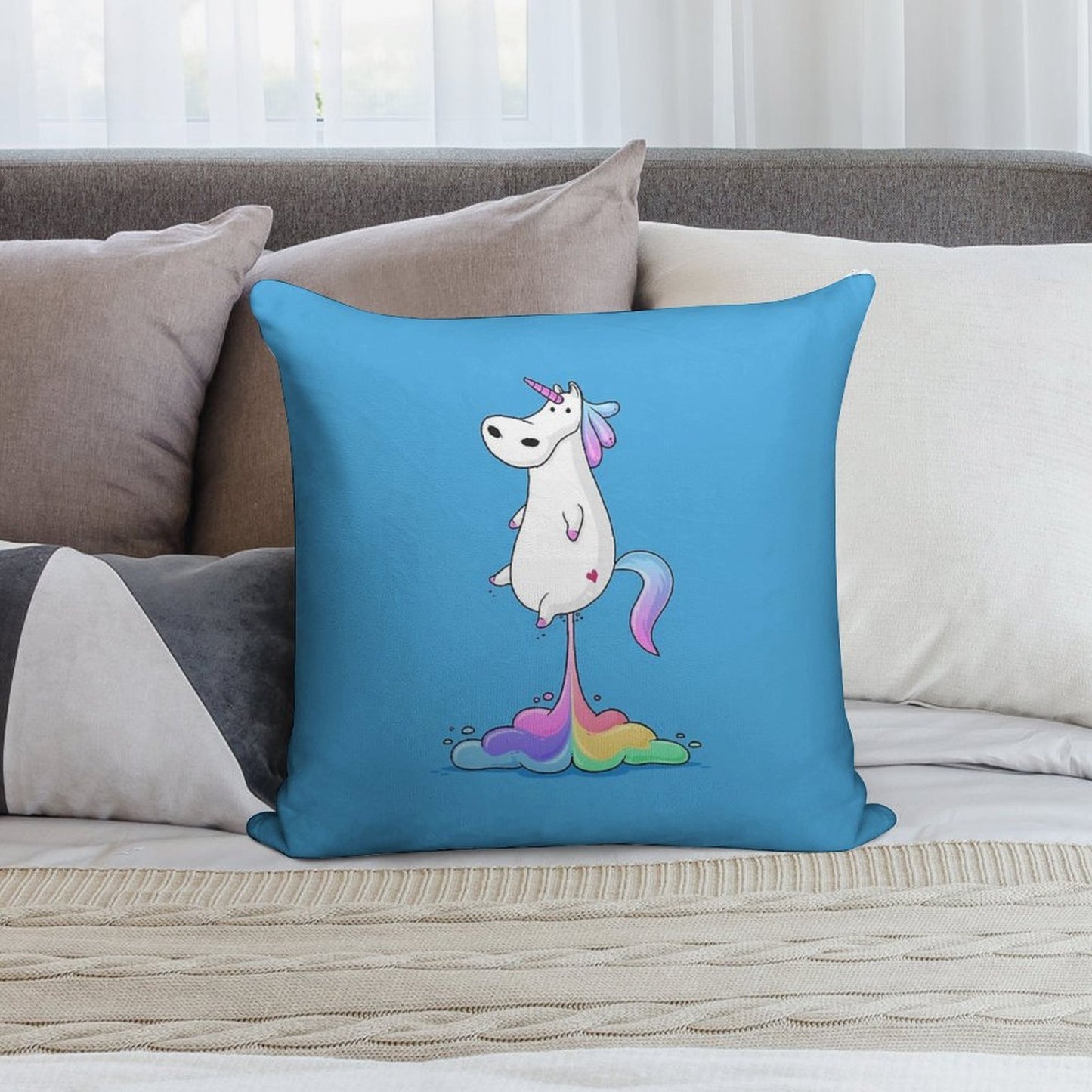 Unicorn Fart Soft Luxury Feel Throw Pillow