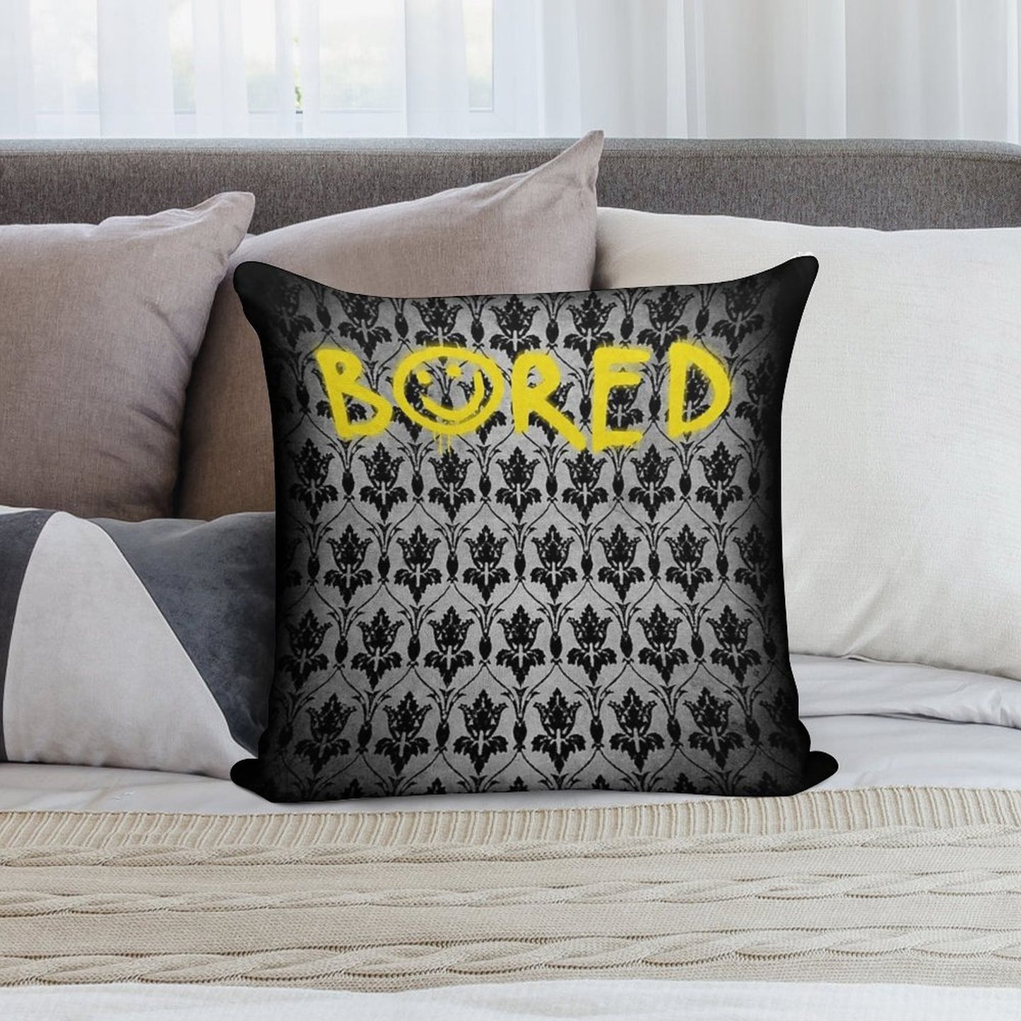 Sherlock - Bored (with Wallpaper) Soft Easy Maintenance Throw Pillow