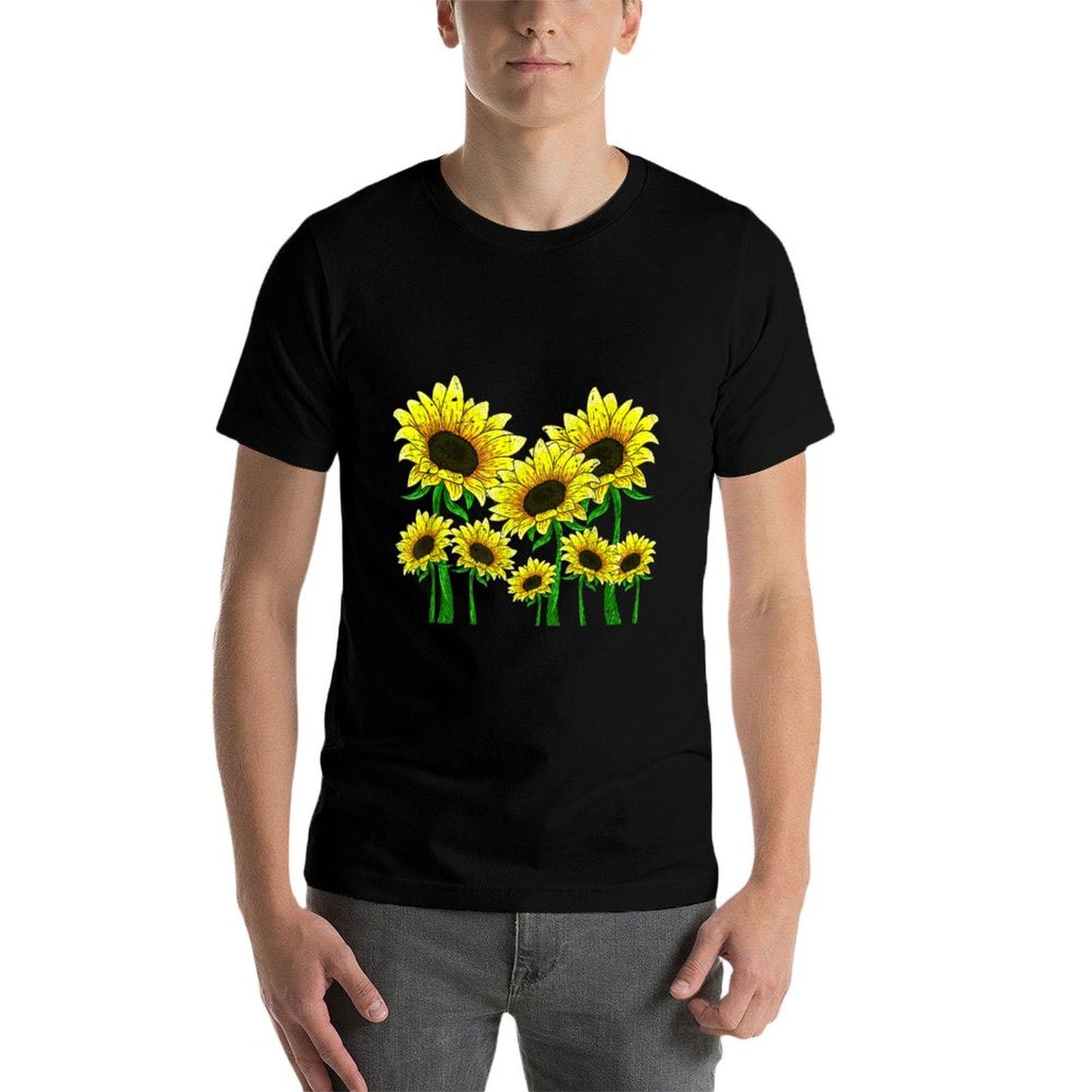 Yellow Sunflower Beautiful Wildflower Floral Botanical Fade-proof Color T-Shirt