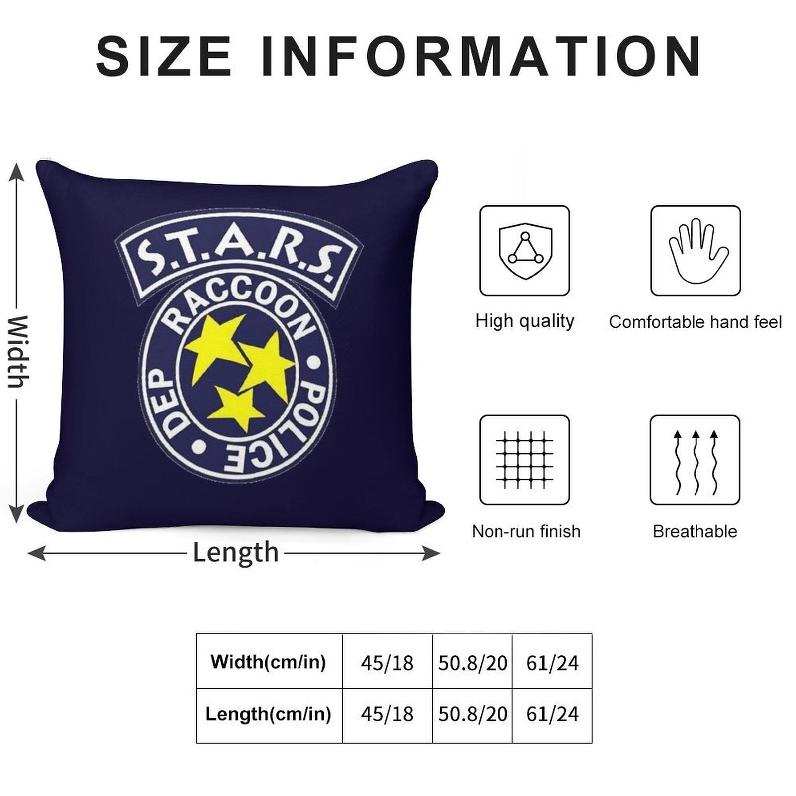 Resident Evil Racoon City Police Soft Washable Throw Pillow