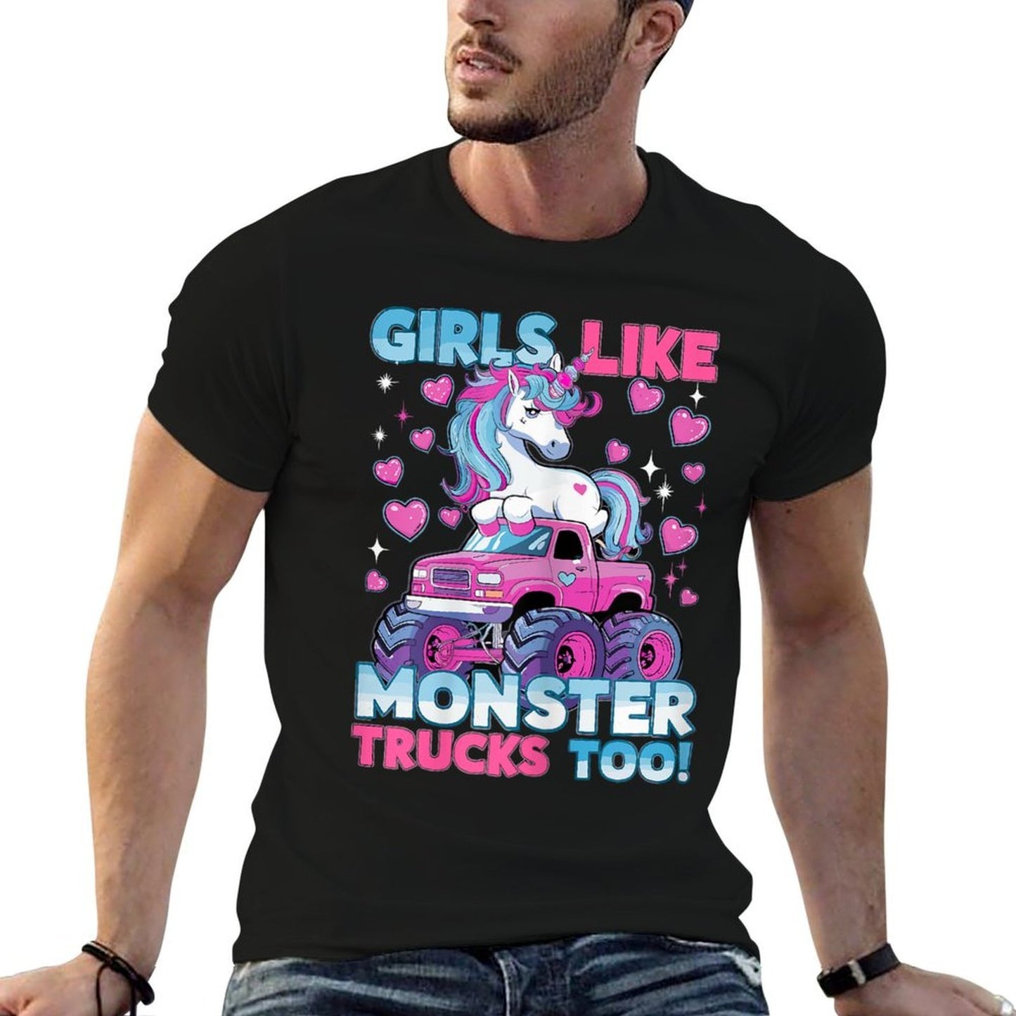 Unicorn Monster Truck Girls Like Monster Trucks Too  Graphic-printed T-Shirt
