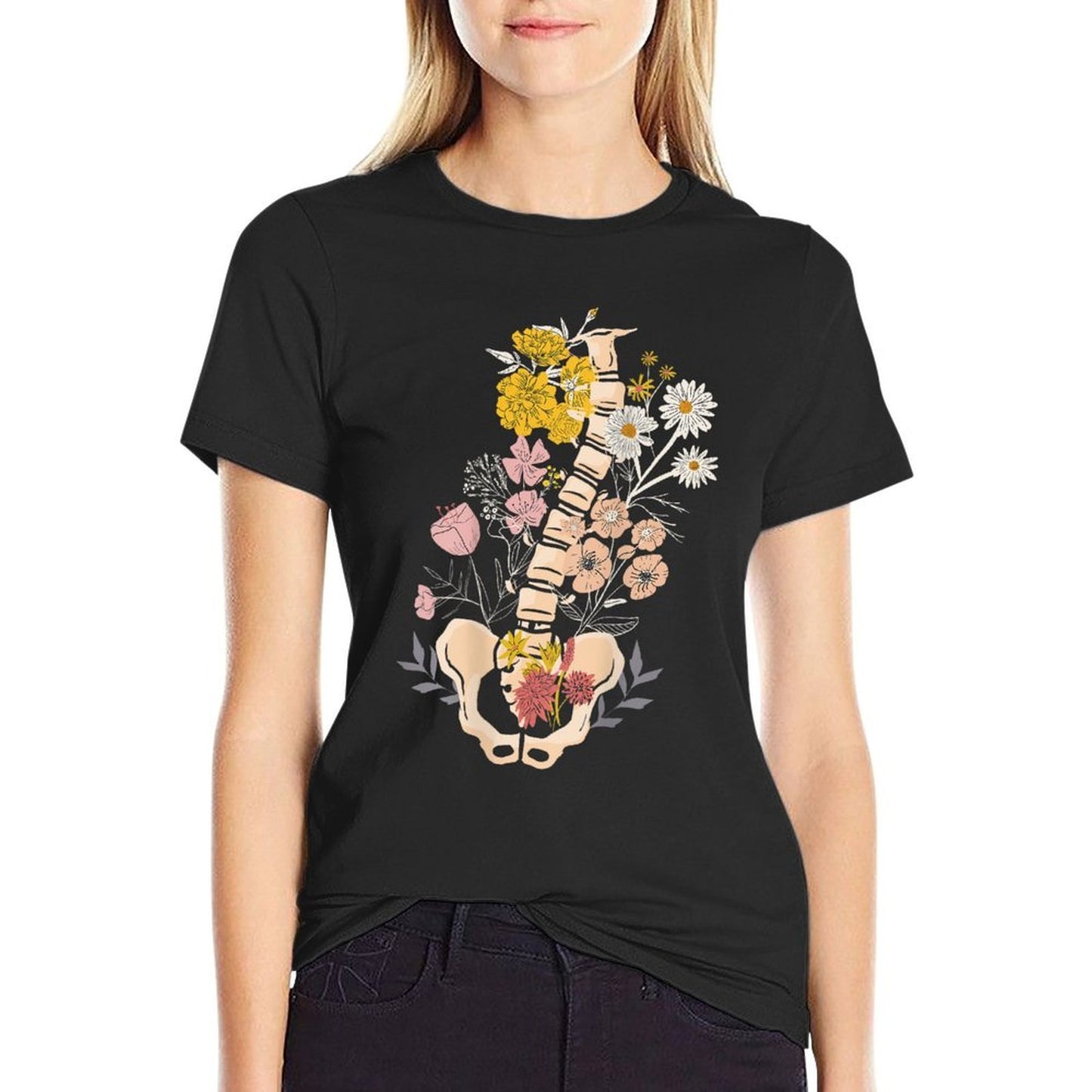 Scoliosis Awareness Spinal Fusion Back Surgery Botanical High-quality Stitching T-Shirt