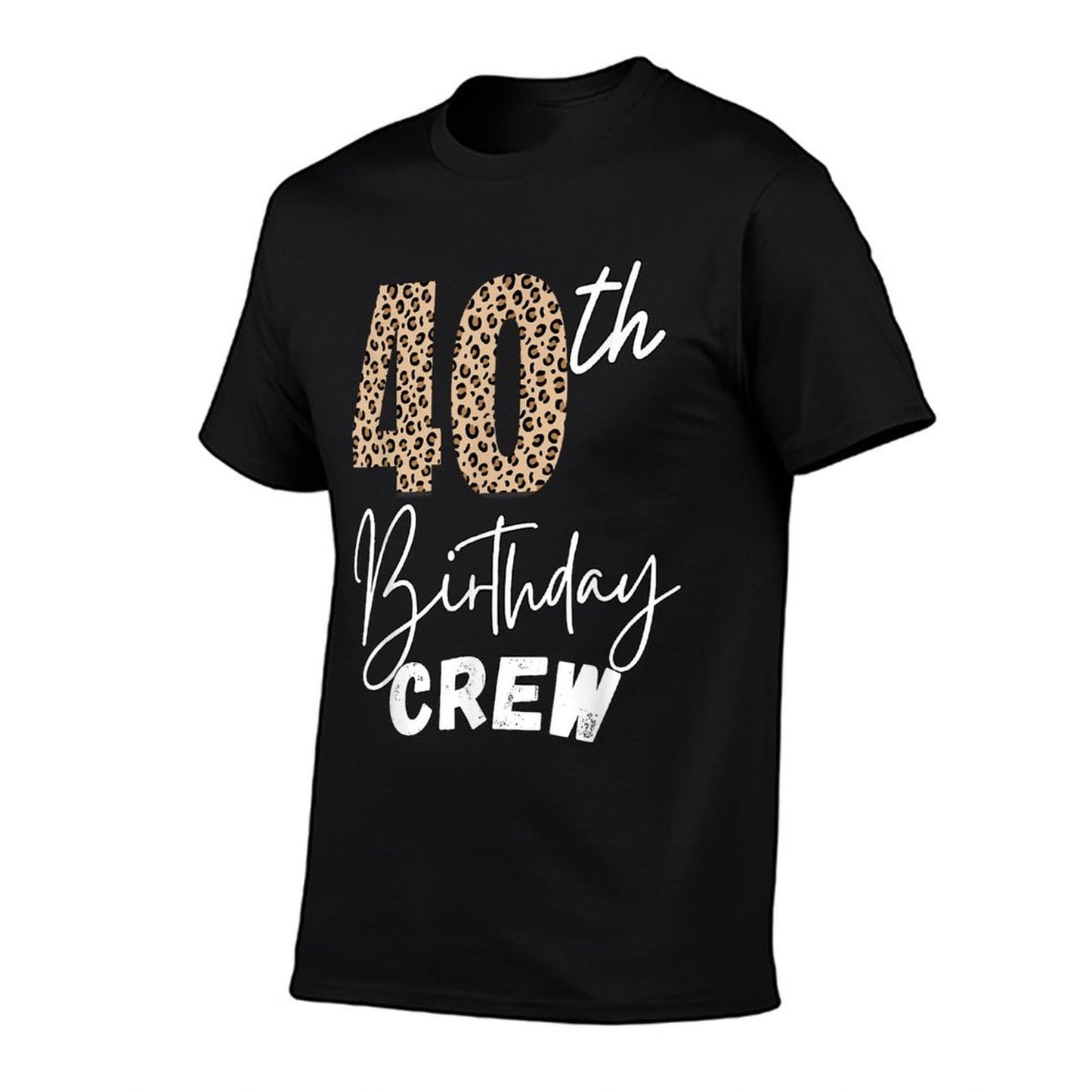 40th Birthday Crew Leopard Print Stepping 40 Squad Party  Summer-ready Fabric T-Shirt