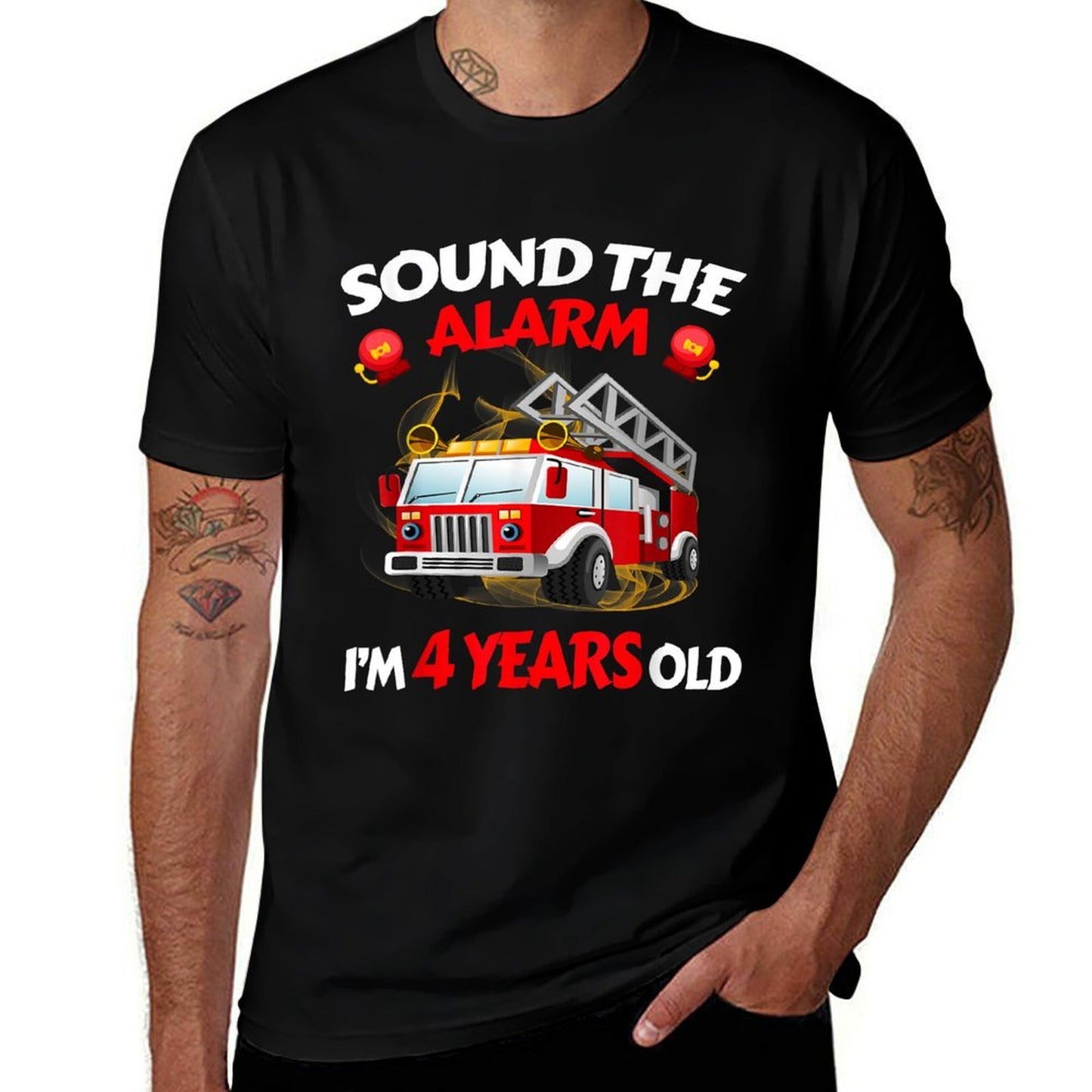 4 Year Old Fire Truck Gift Four Years Toddler Firefighter Classic T-Shirt