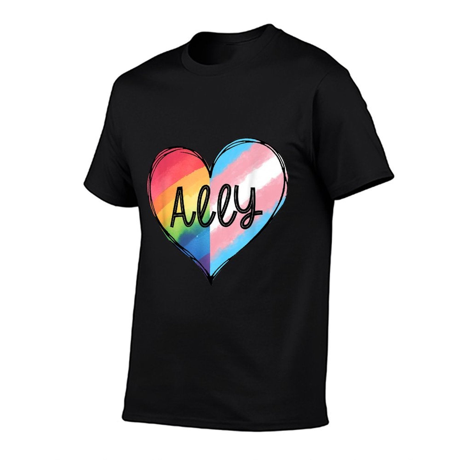 Ally Heart Rainbow And Transgender LGBT Pride Month  Oversized Silhouette T-Shirt