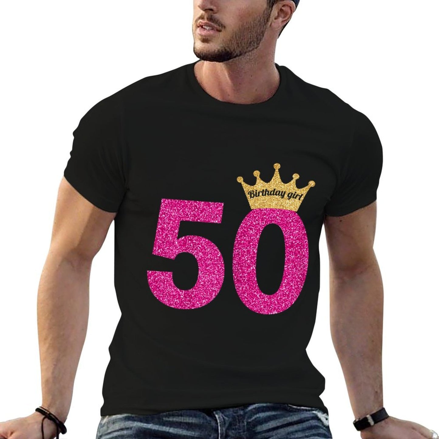 Womens 50th Birthday Girl Pink Princess Queen Odor-resistant T-Shirt