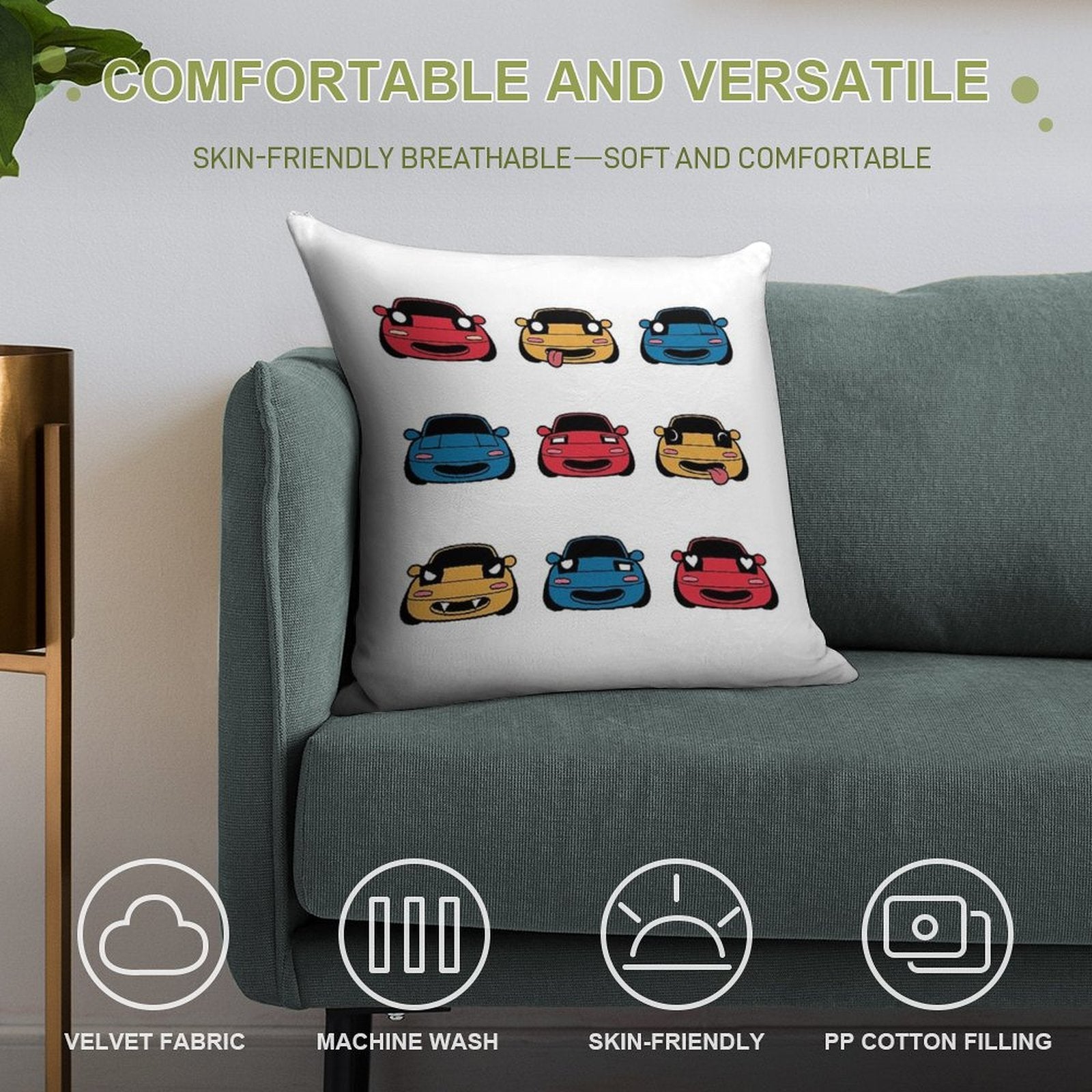 MANY FACES OF MIATA Soft Home Decor Throw Pillow