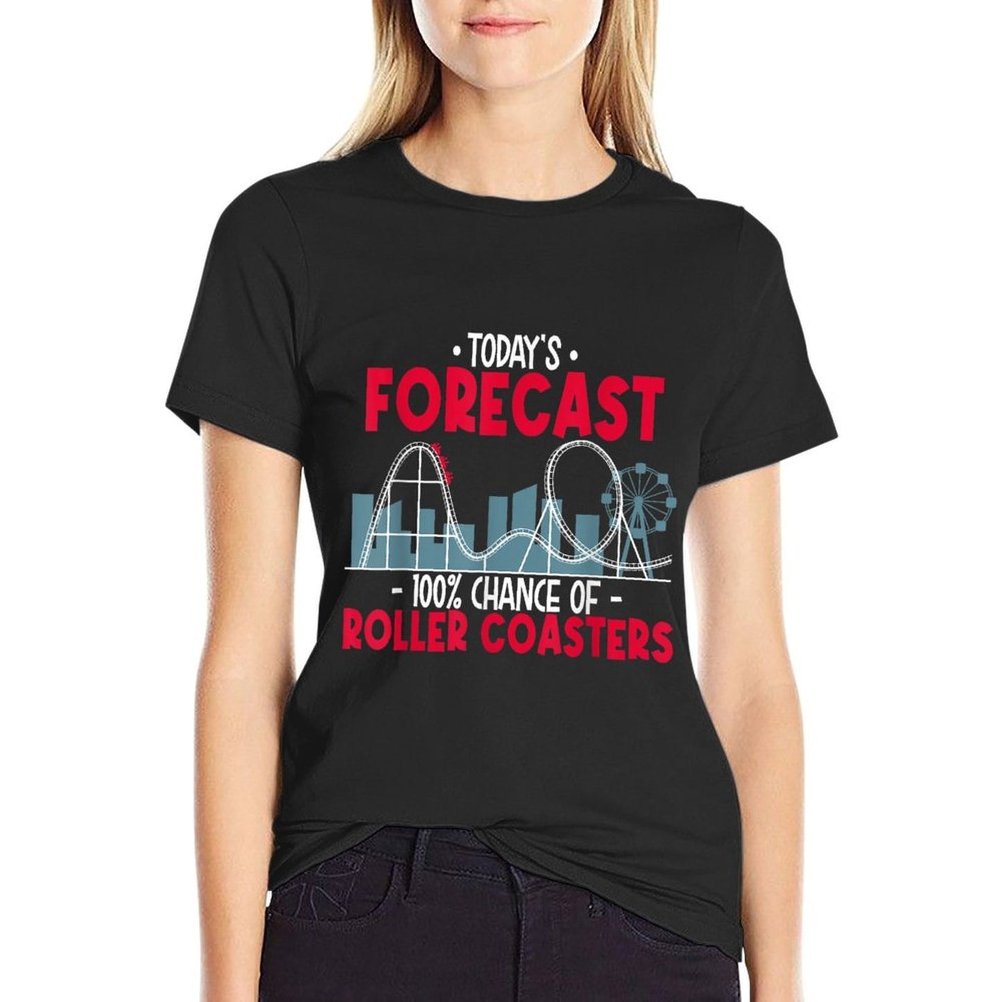 100 Chance Of Roller Coasters - Theme Park Carnival Ride Easy-care T-Shirt