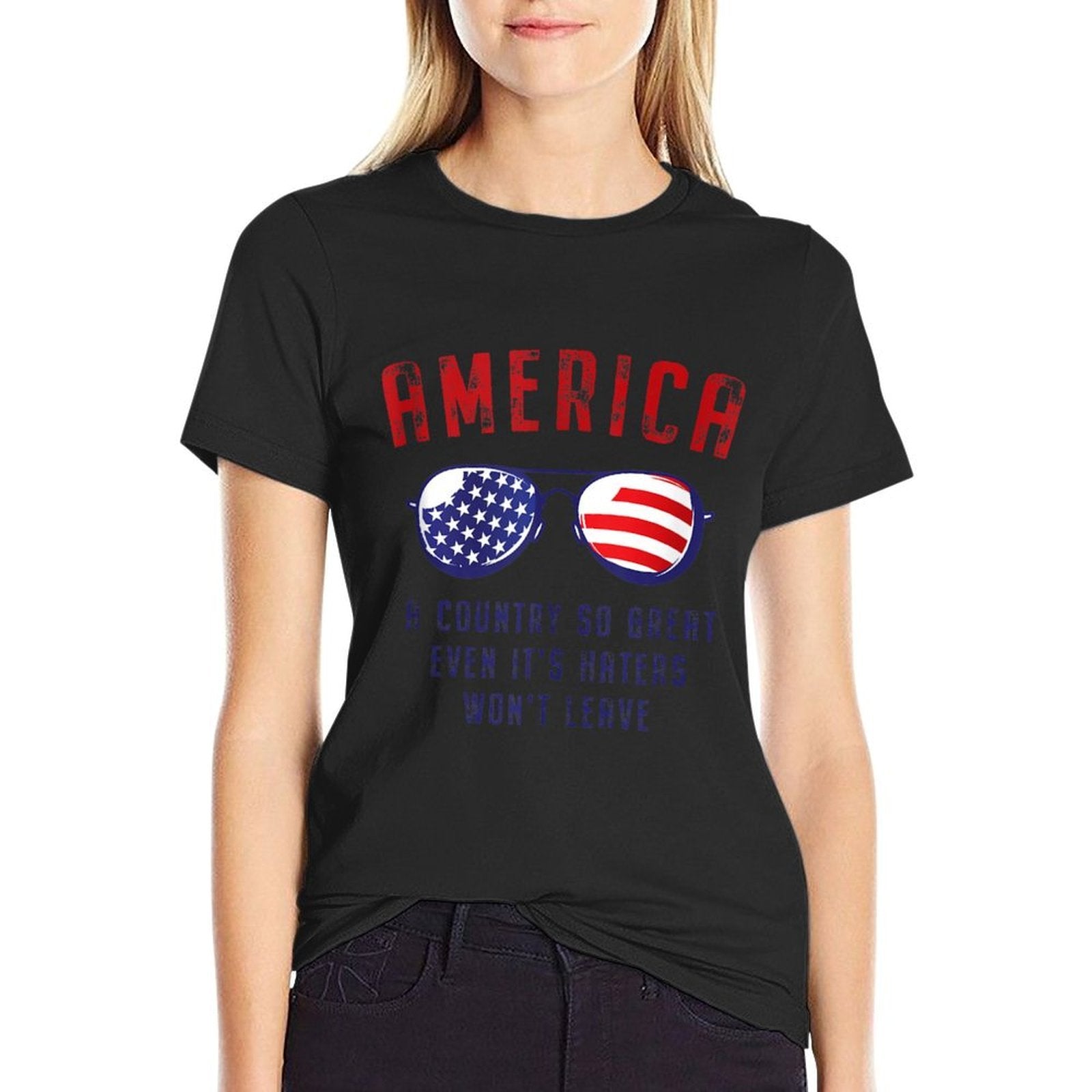 America A Country So Great Even Its Haters Wont Leave USA  Oversized Silhouette T-Shirt
