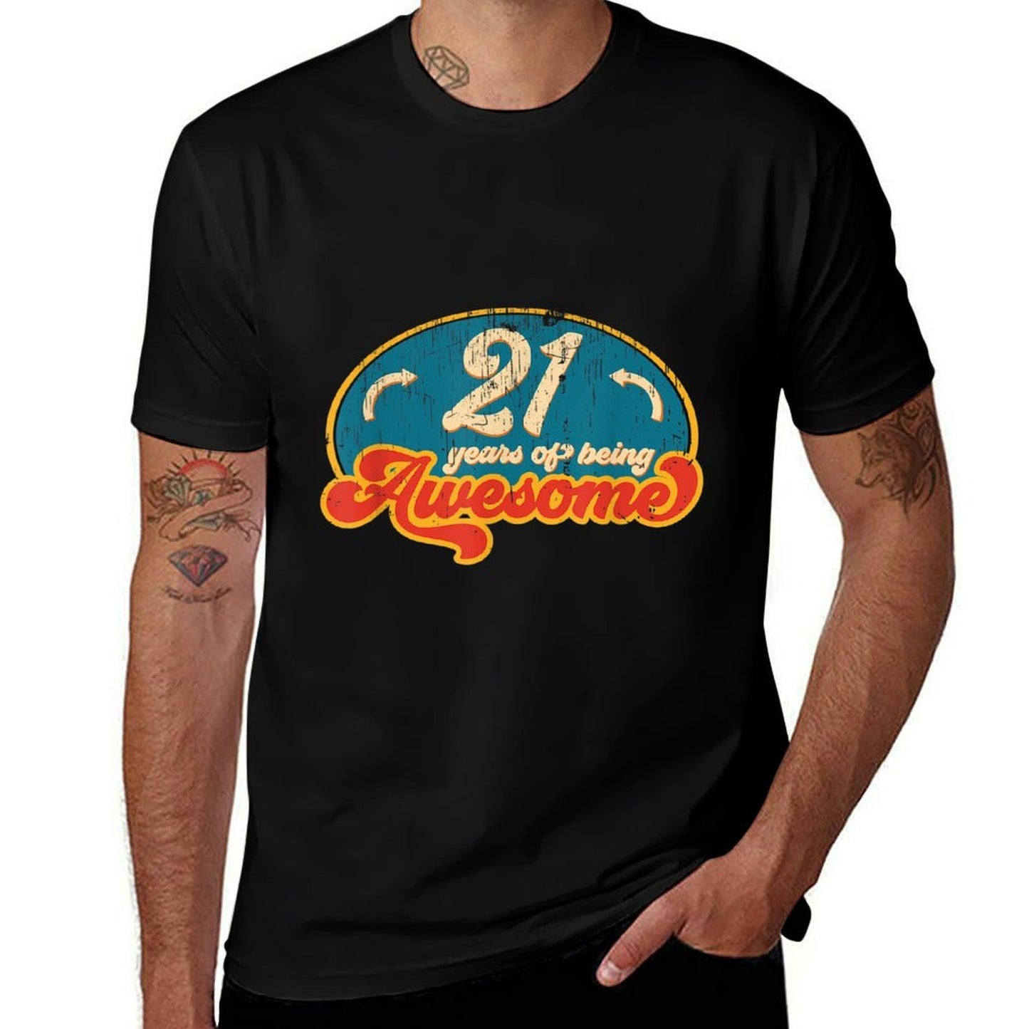 21 Year Old Gifts Retro Vintage 21st Birthday Heathered Texture T-Shirt
