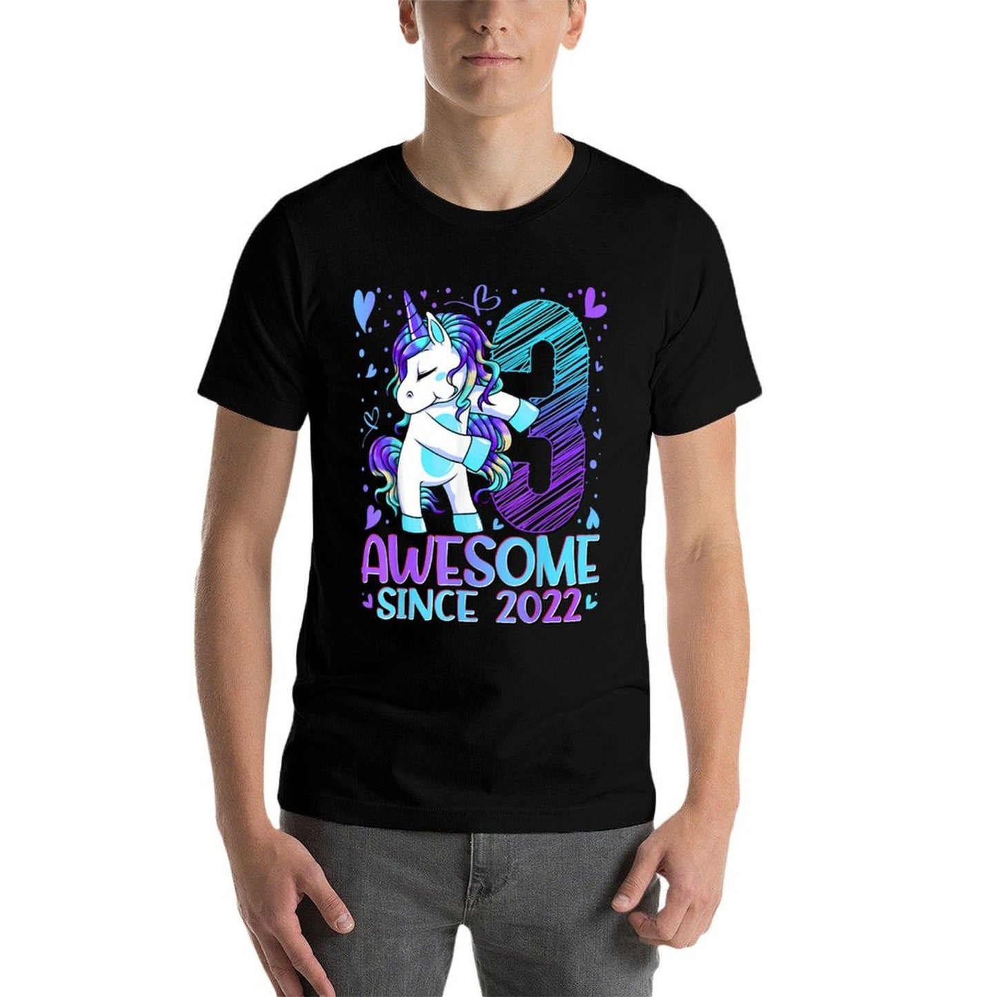 3 Year Old Unicorn Gifts For Girls 3rd Birthday Girl Party Wrinkle-resistant T-Shirt