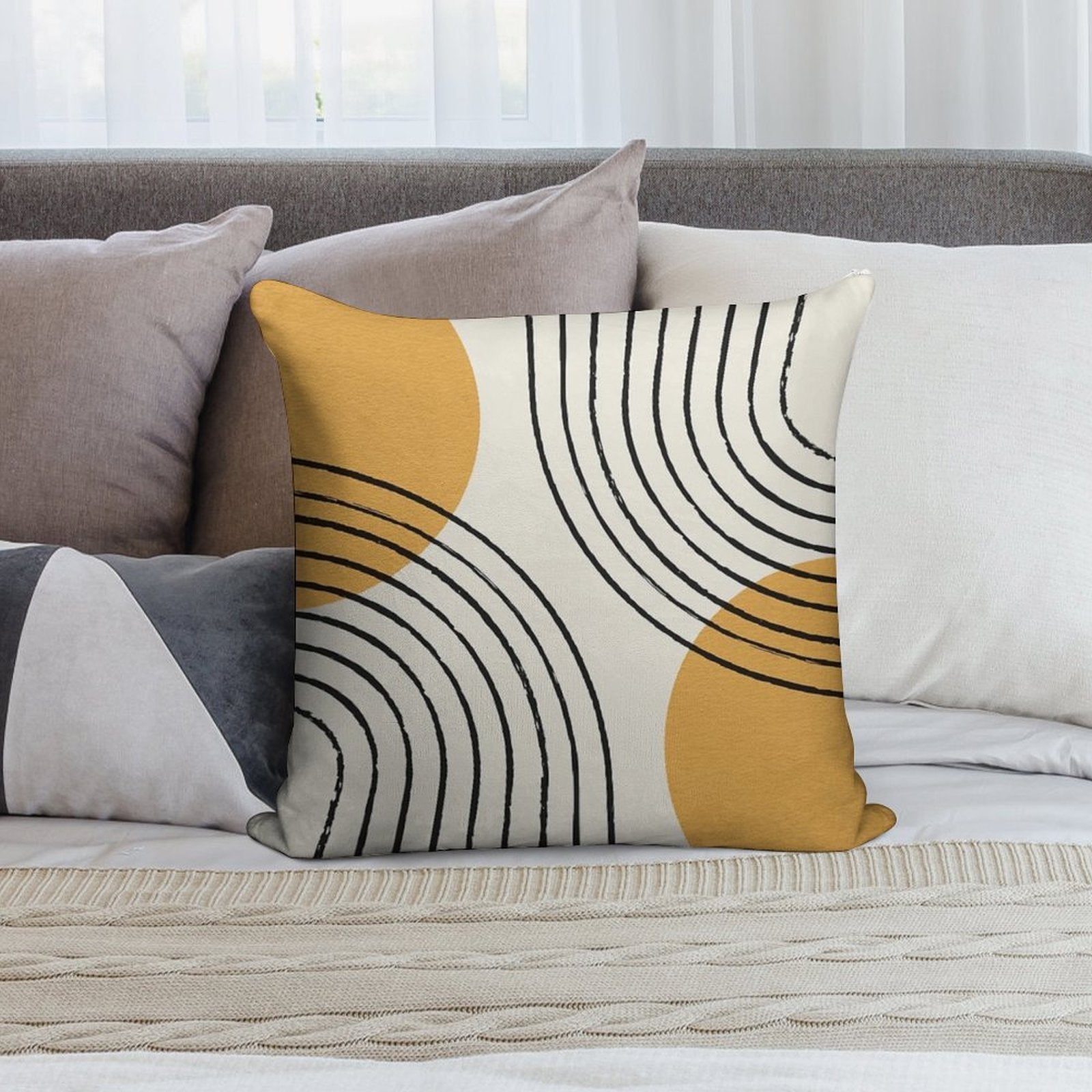 Sun Arch Double - Gold Soft Warmth Comfort Throw Pillow