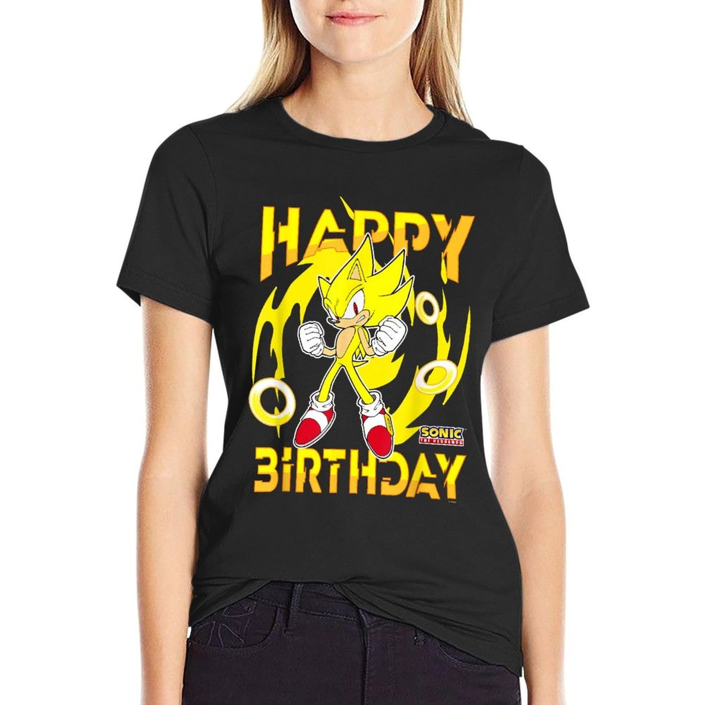 Sonic The Hedgehog Happy Birthday Super Sonic Chest Poster Comfortable T-Shirt
