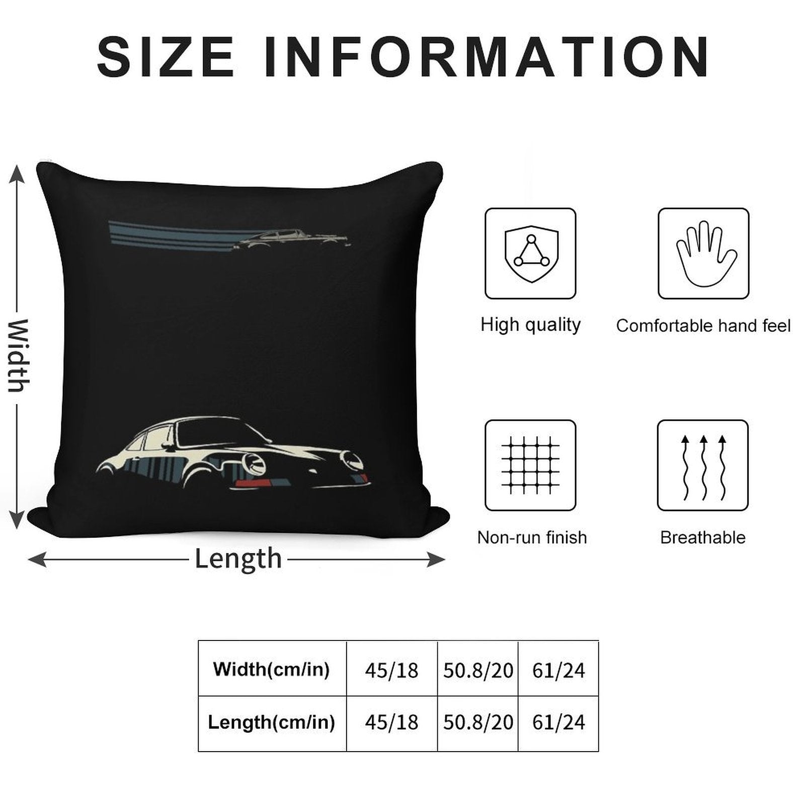Minimalist Porsche Soft Reinforced Edging Throw Pillow