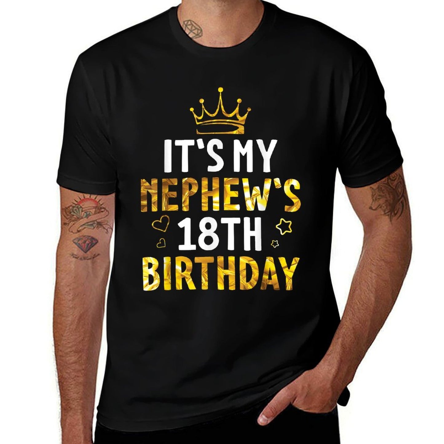 Star Heart Happy 18 Years Old It's My Nephew's 18th Birthday Comfortable T-Shirt