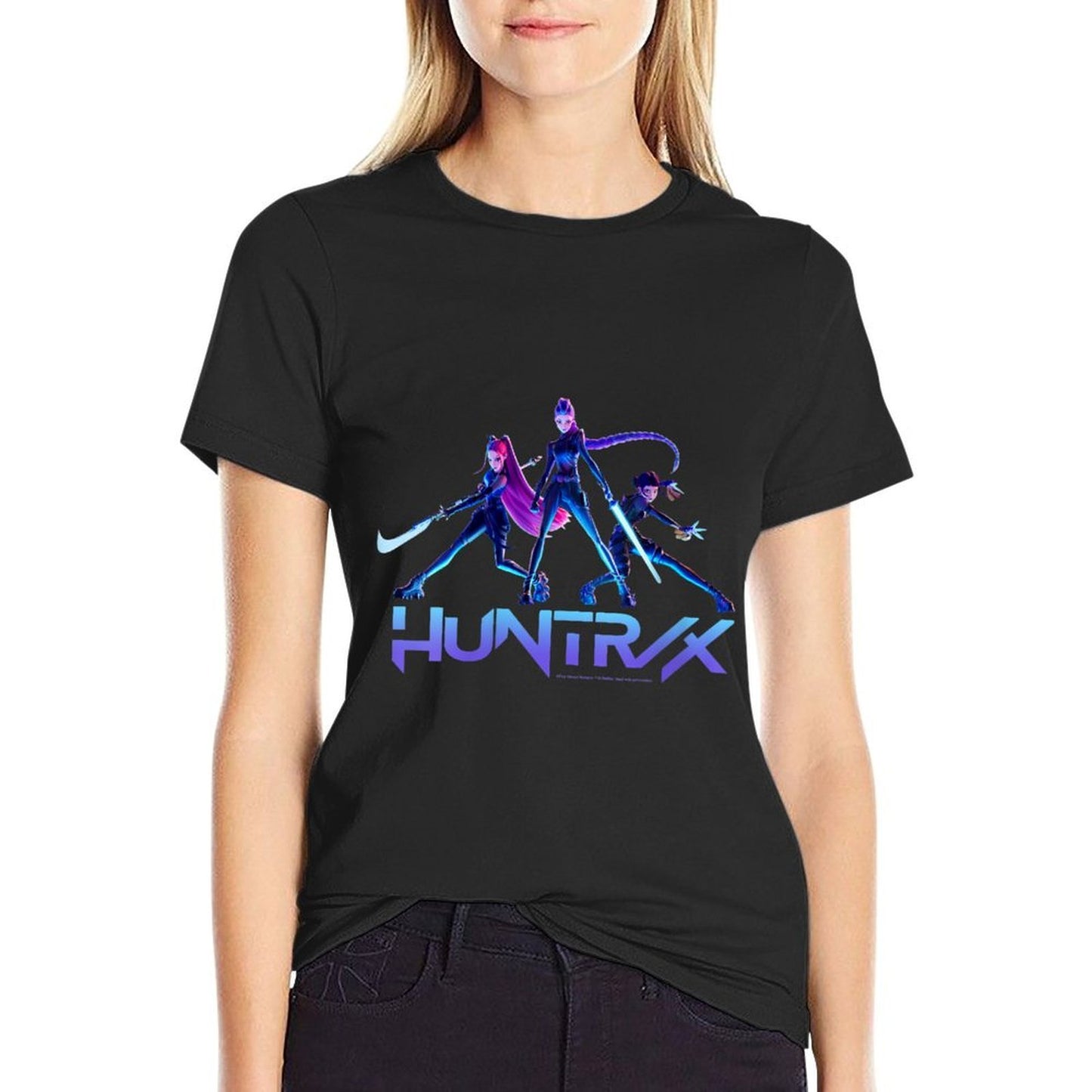 Womens Kpop Demon Hunters Huntrx Ready for Battle Epic Poses High-quality Stitching T-Shirt