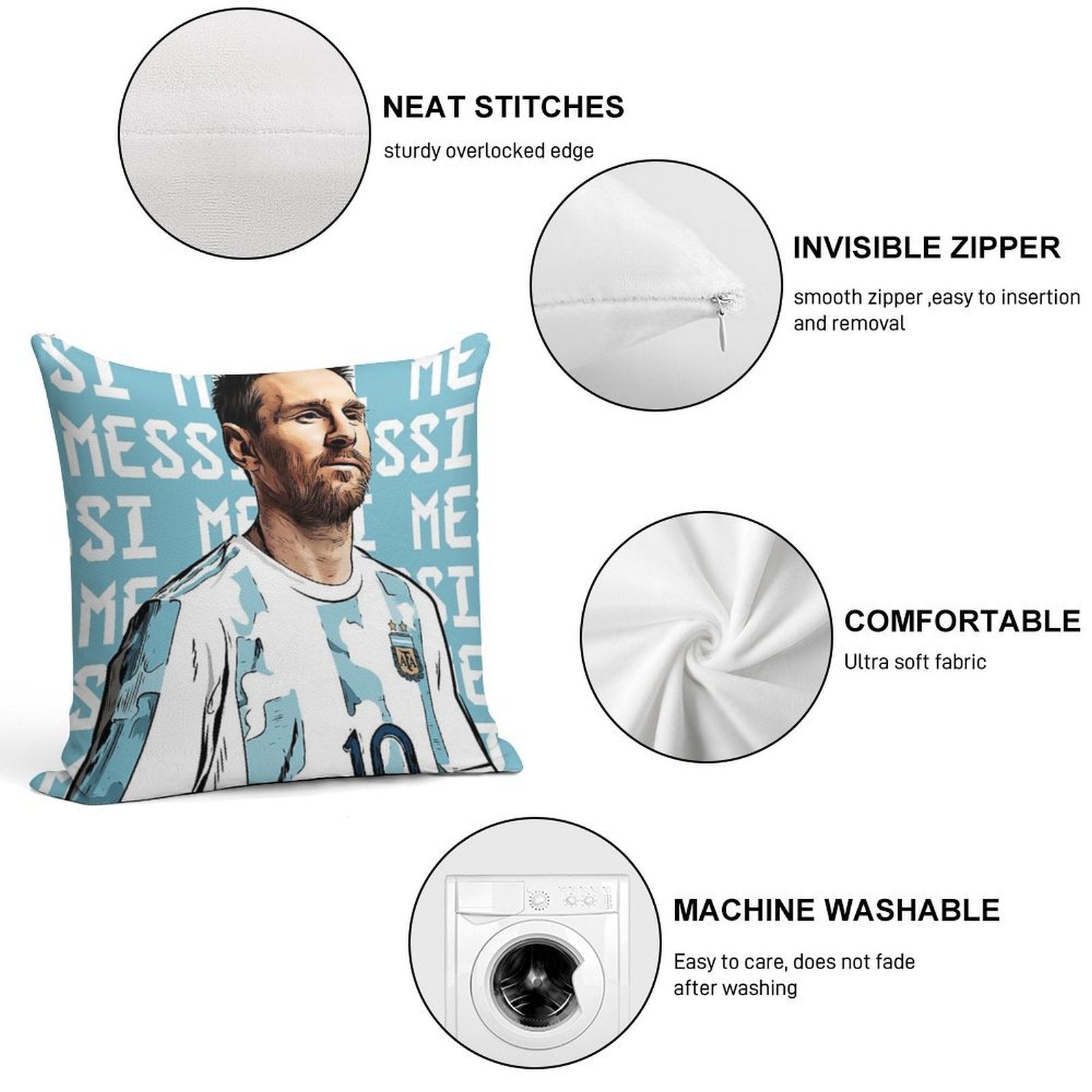 Lionel Messi Soft Gift Ready Throw Pillow