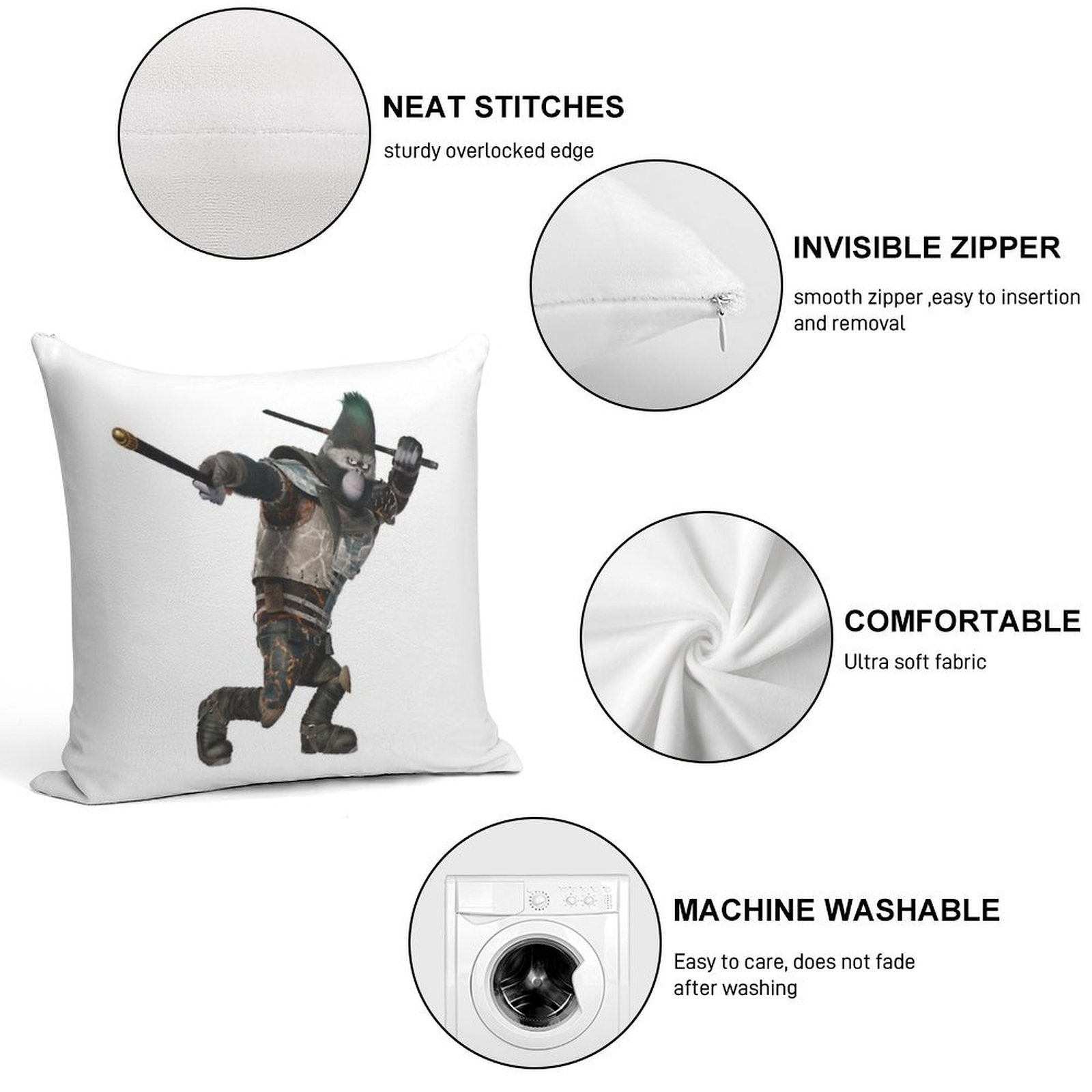 Johnny from Sing 2 Movie Soft Luxury Feel Throw Pillow